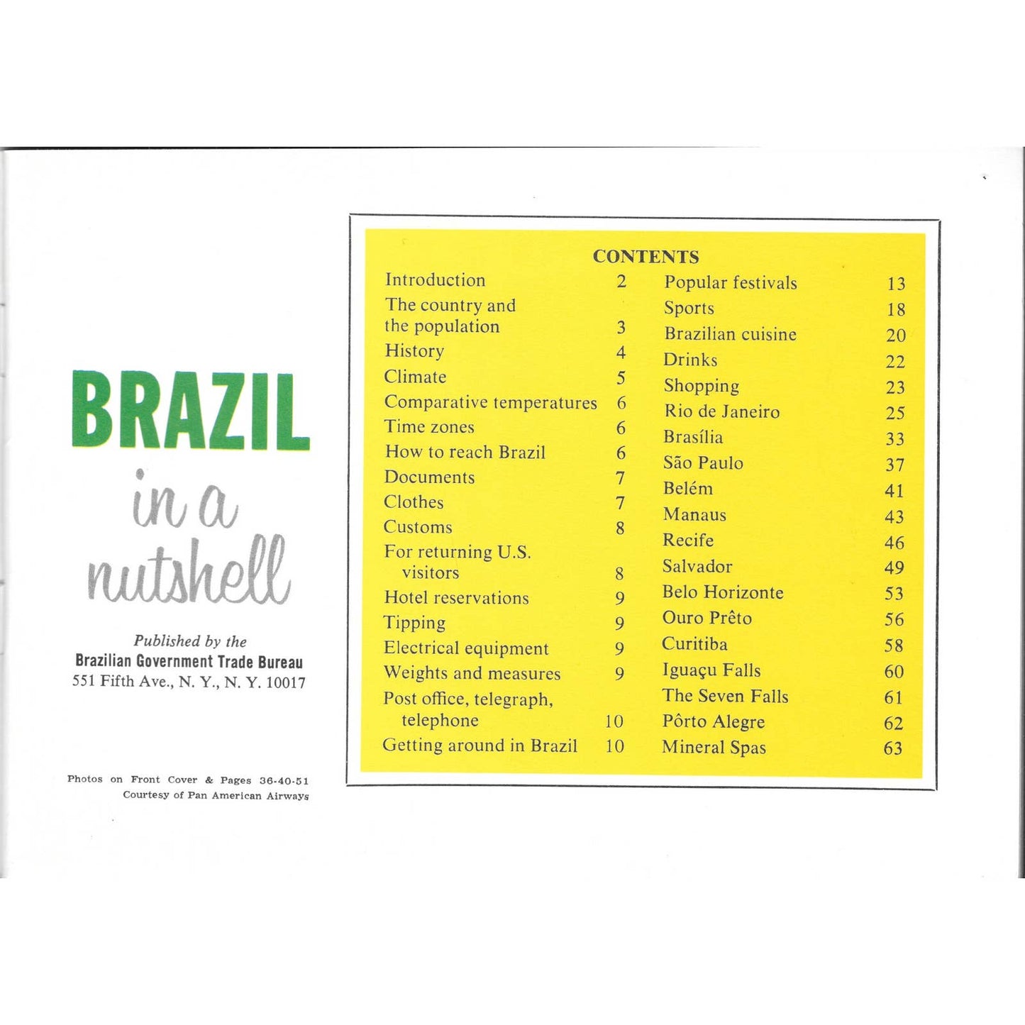 Vintage Travel Guide Book "Brazil In A Nutshell" Government Trade Bureau TJ7