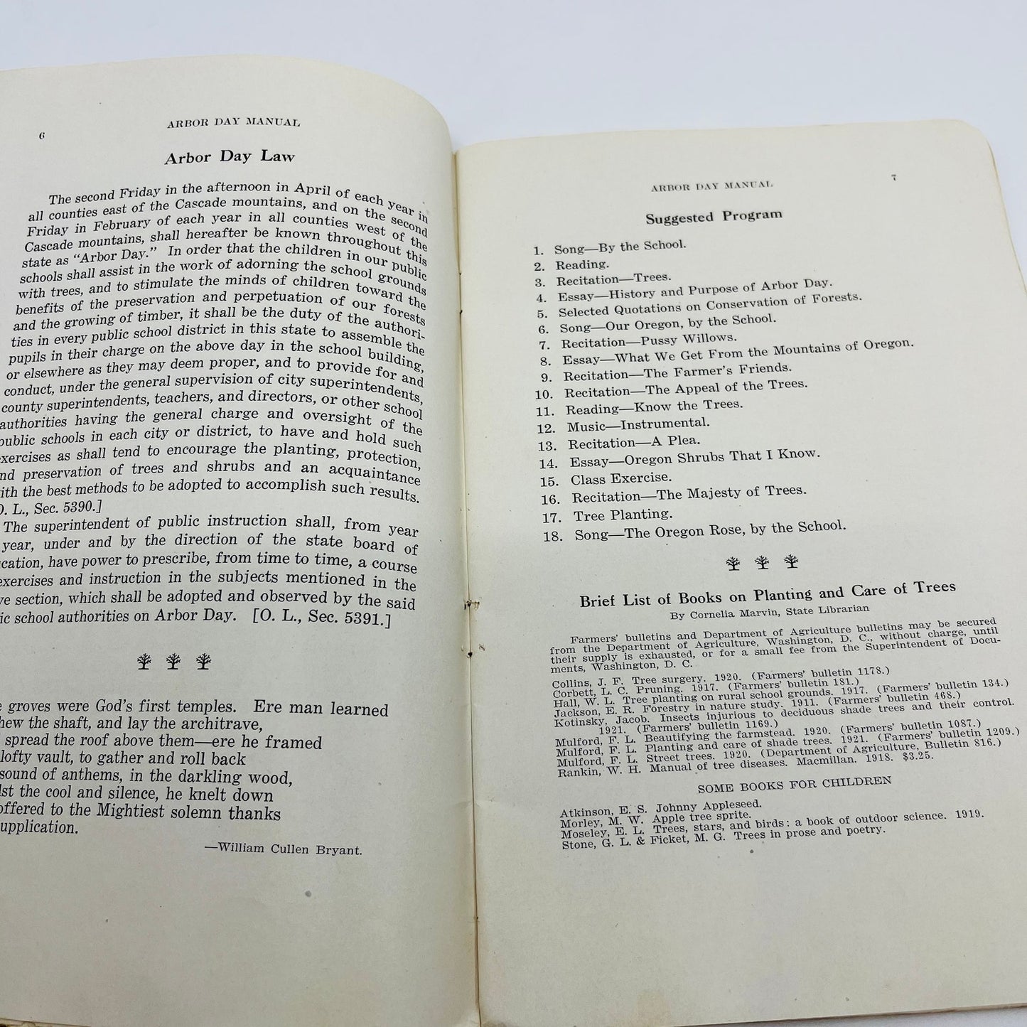 1922 Arbor Day Manual for Oregon Schools JA Churchill L4-3