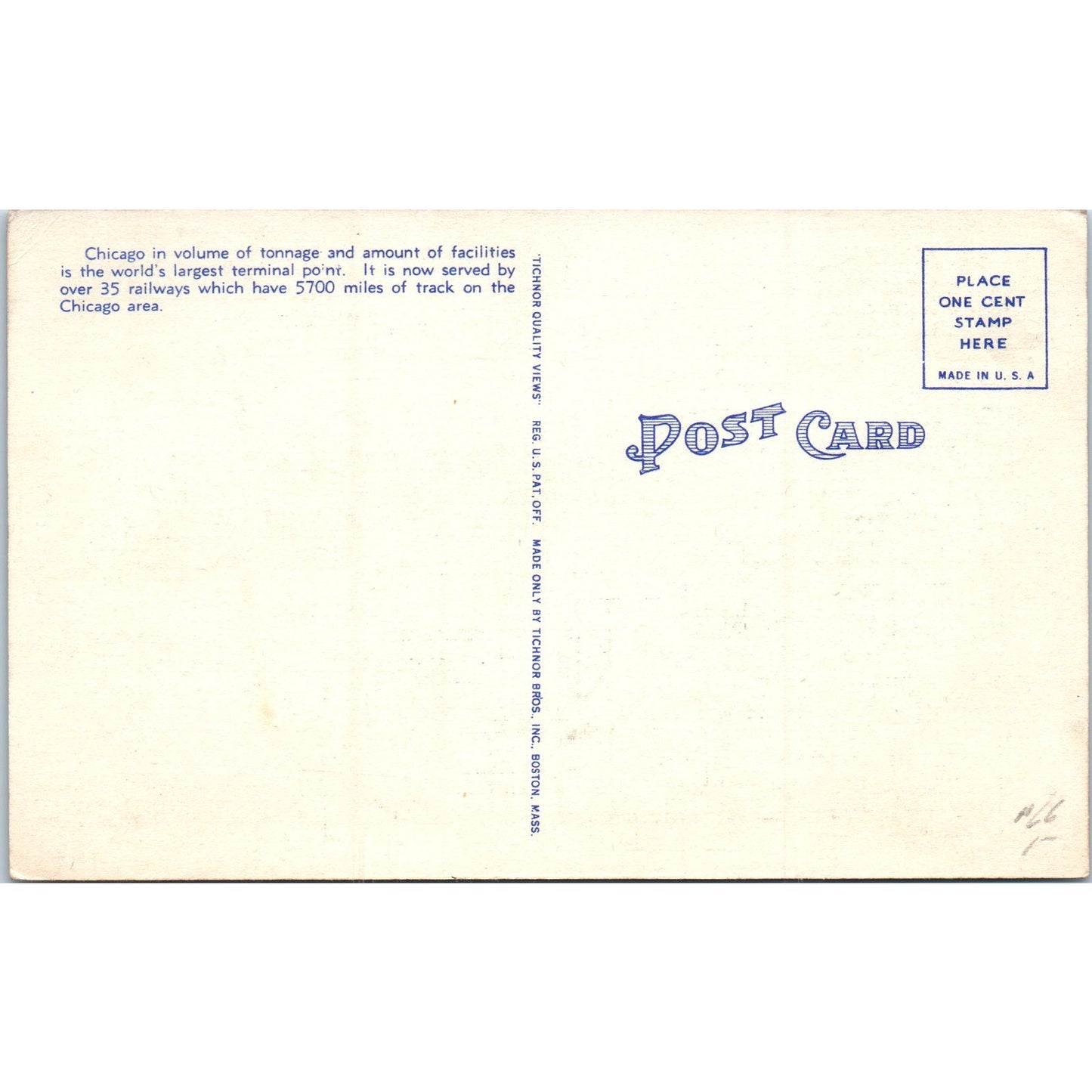 Chicago - Railroad Center of the World Original Postcard P2-3