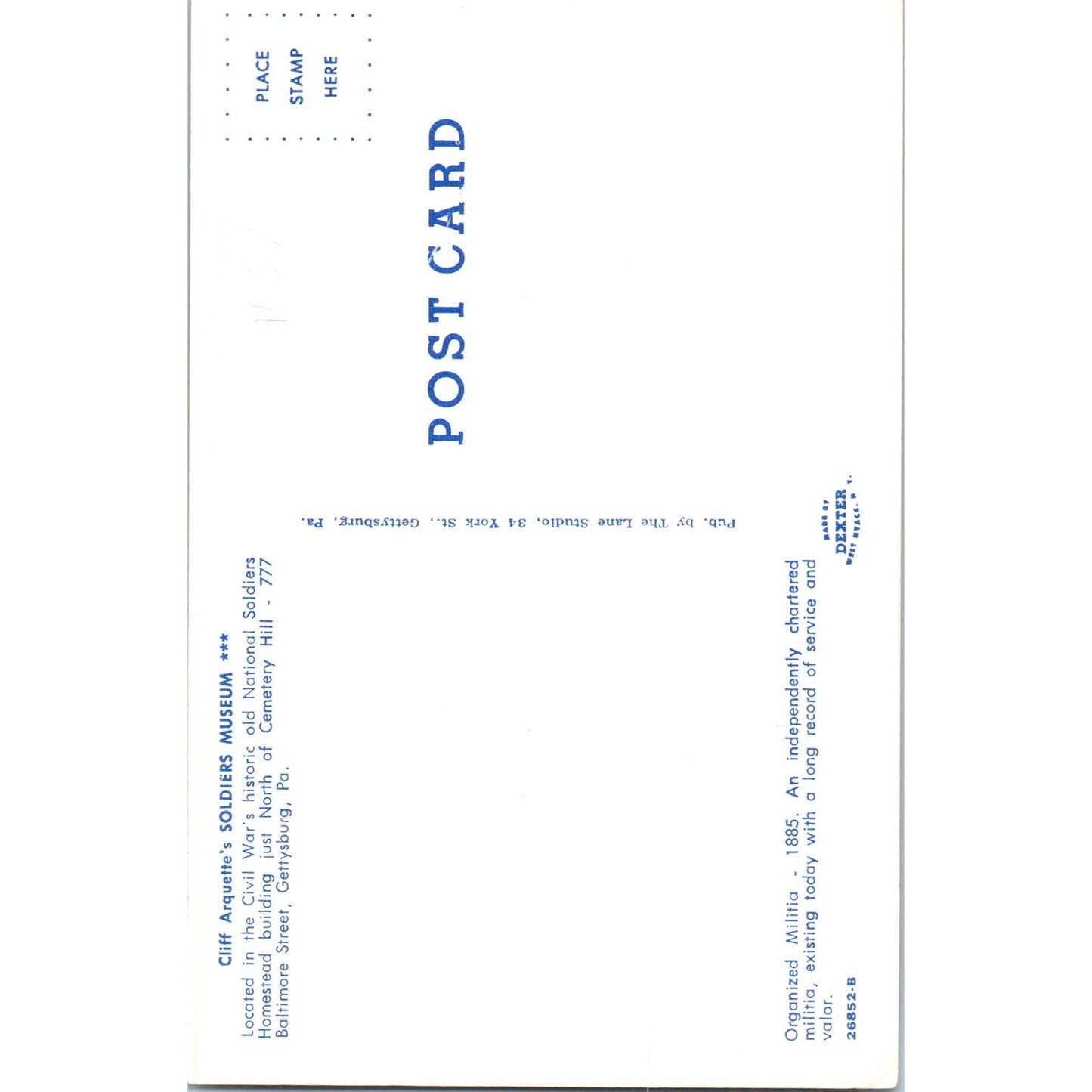 Cliff Arquette's Soldiers Museum Organized Militia Original Postcard TK1-P18