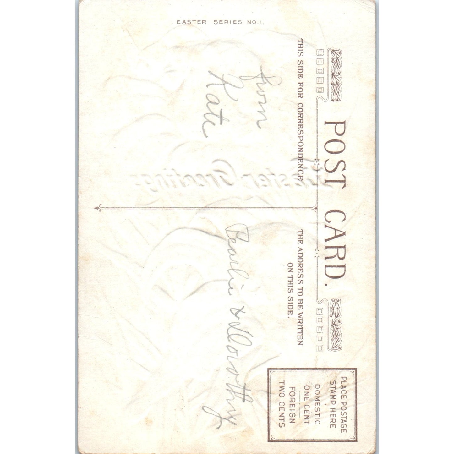 Easter Lilies Face in Flower Winsch Back Embossed c1910 Original Postcard P1-12