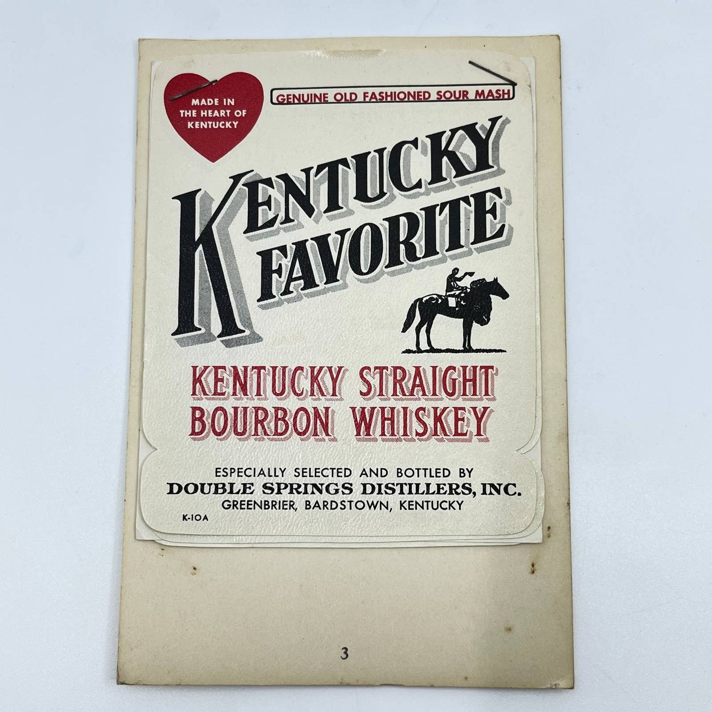 Kentucky Favorite Bourbon Whiskey Label Set of 6 Double Springs Greenbrier KY