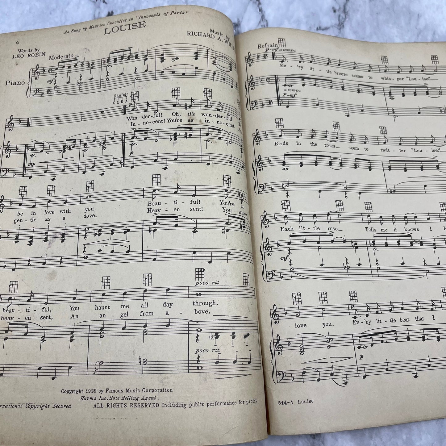 Vintage Sheet Music Louise Richard Whiting Leo Robin 1929 V38