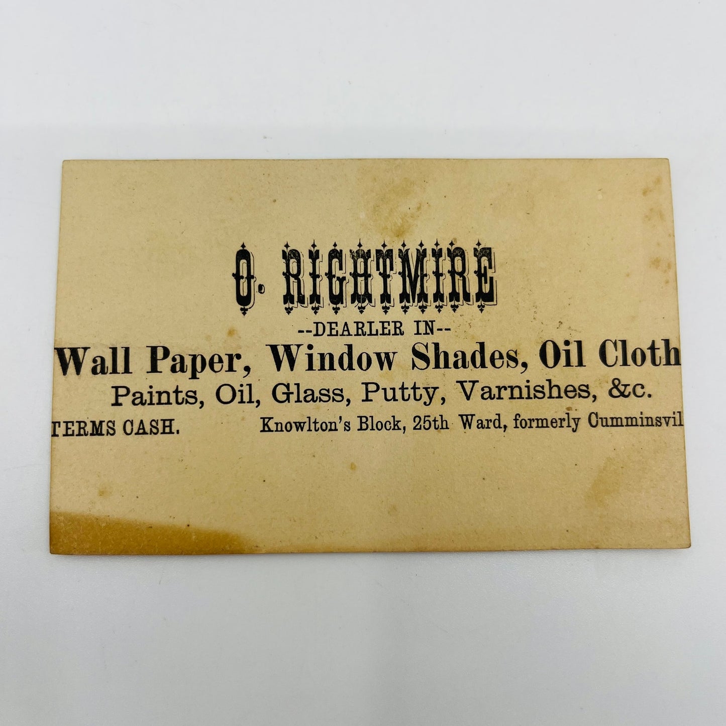 1880s Victorian Trade Card O. Rightmire Cumminsville OH Robins Bird Trap AH9-M6