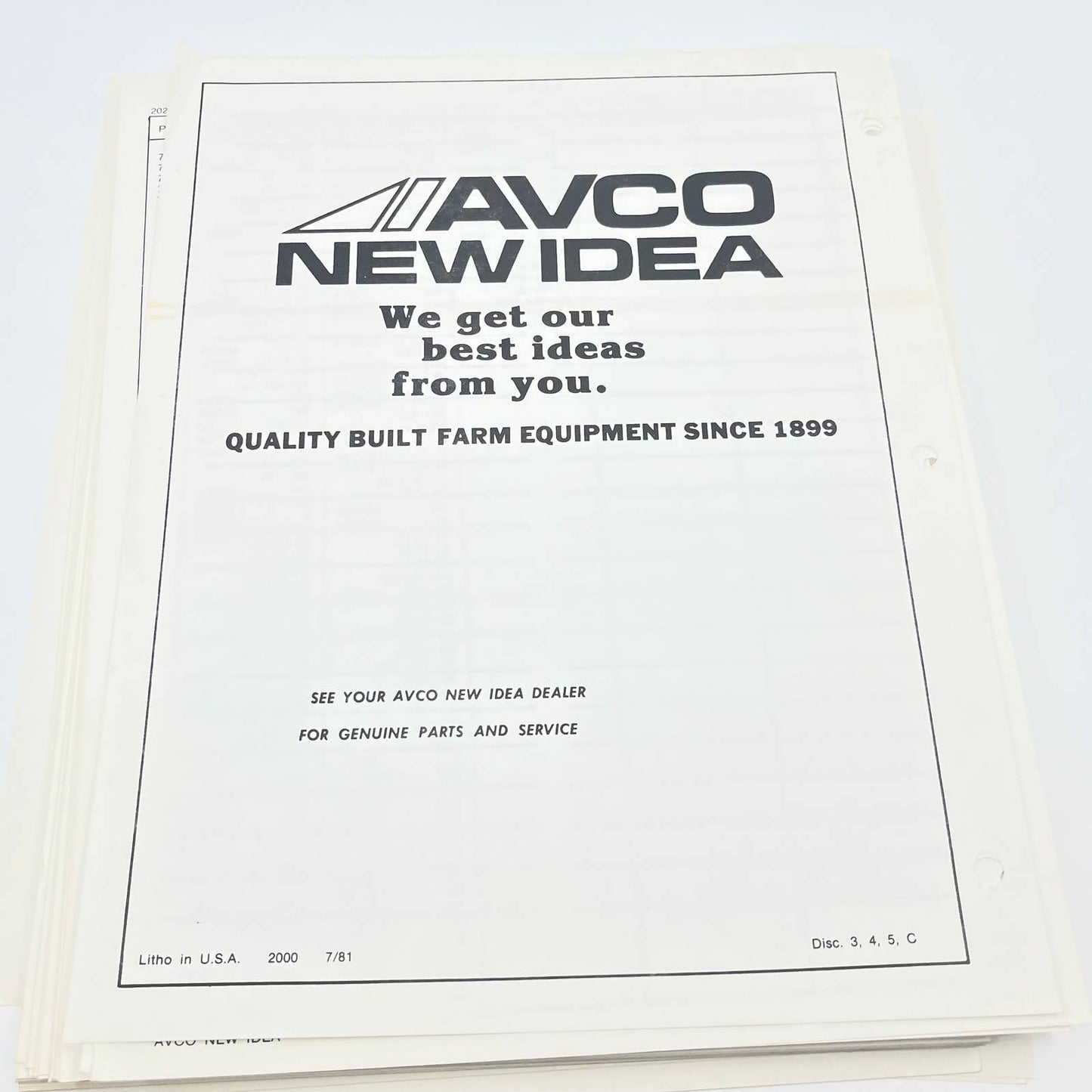 Original 1981 New Idea Repair Part List US-61 Stripper Superpicker Corn Head TB9