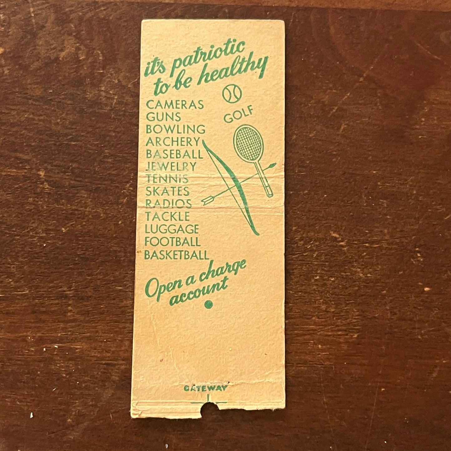 Gateway Sporting Goods Kansas City Wichita Dallas Advertising Matchbook MM9-3