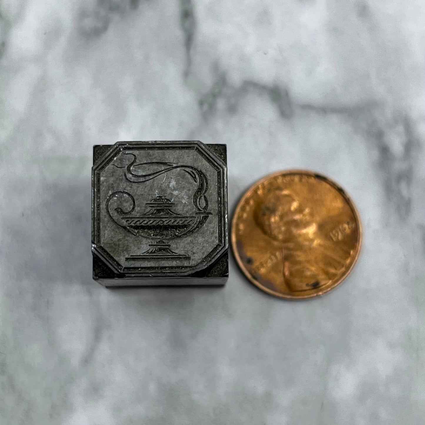 Vintage Printing Letterpress Printers Block Plate Genie Oil Lamp SE830