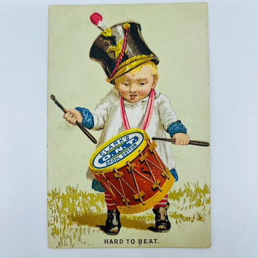 1880s Victorian Trade Card Clark’s ONT Spool Cotton Drummer Boy AH9-M9
