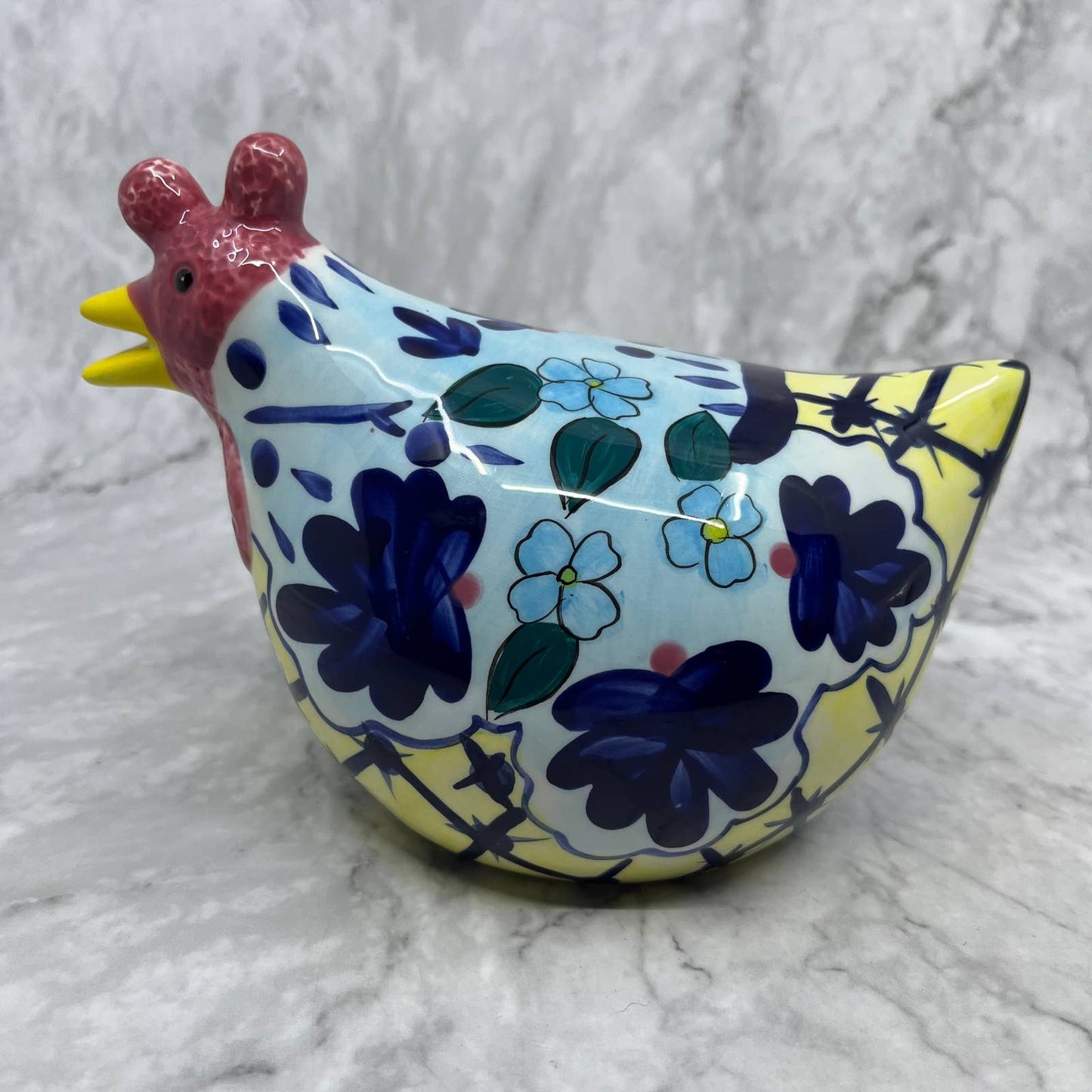 Vintage CBK Rooster Chicken Porcelain Floral Hand Painted Figurine 1999 8" TJ3