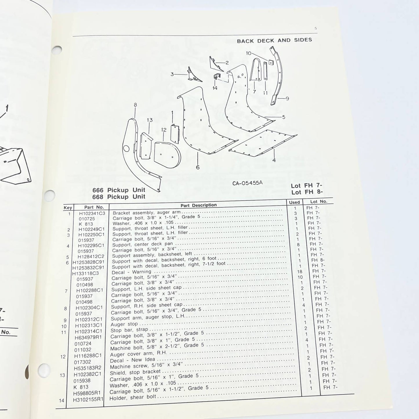 Original 1987 New Idea Parts Catalog CU 13 666-6ft 668-7.5ft Pickup Unit TB9