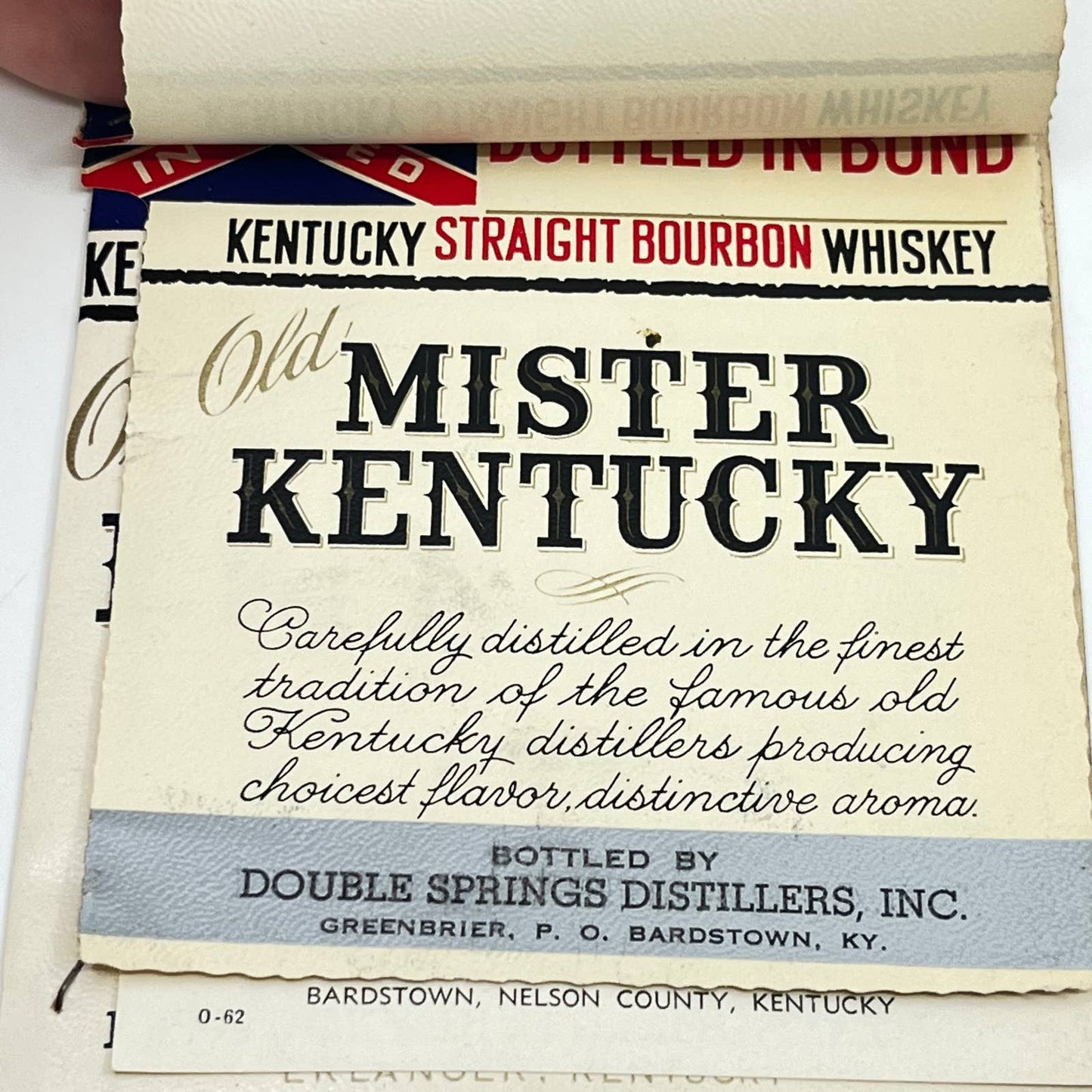 Old Mister Kentucky Whiskey Label Set of 5 Double Springs Distillery Greenbrier