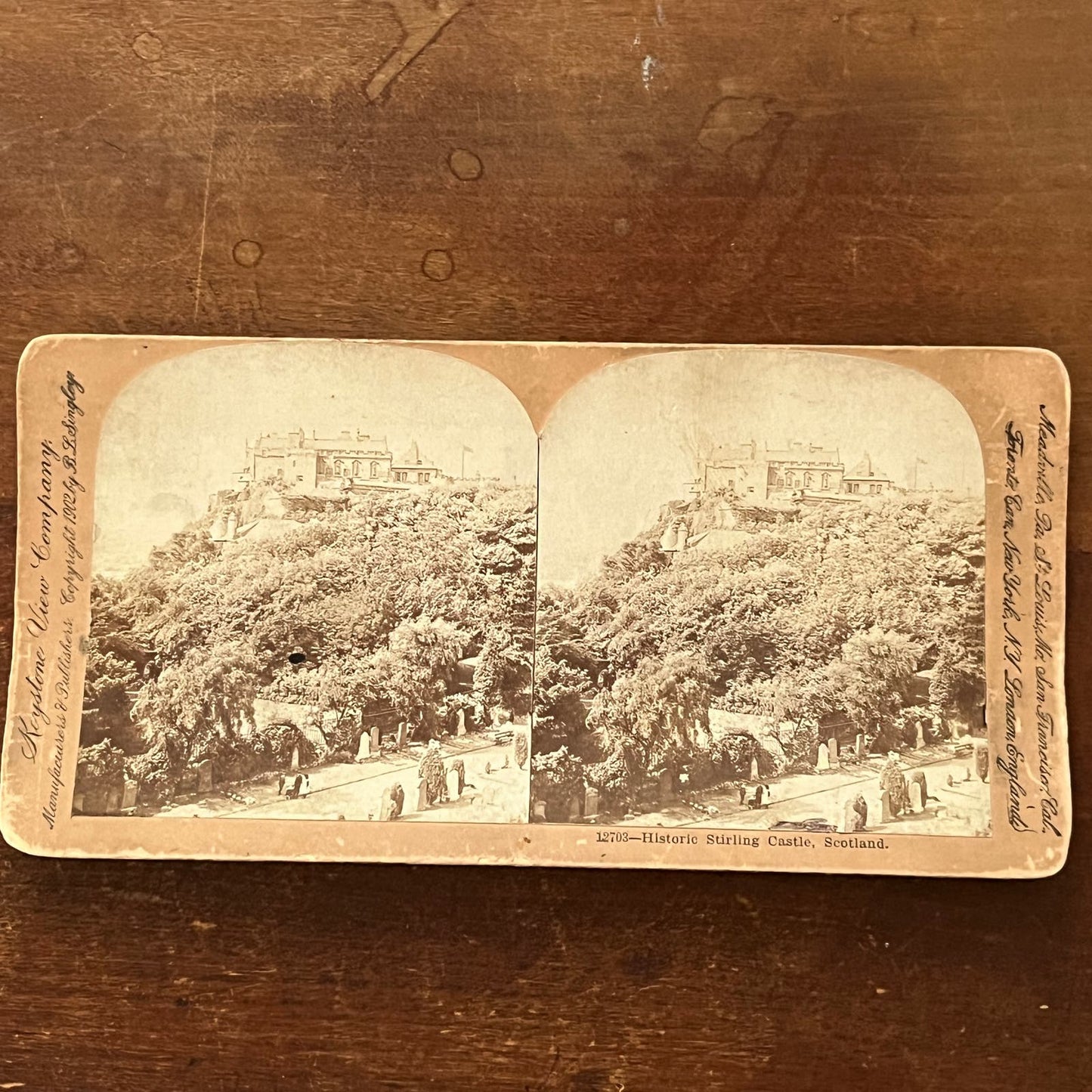 Historic Sterling Castle Scotland 1902 Antique Stereoview Card TJ9-V3