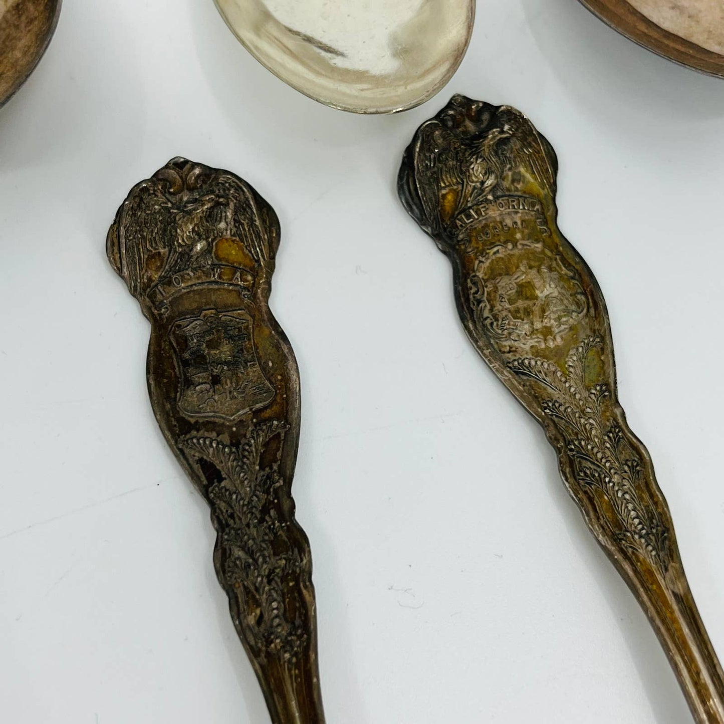 Antique WM Rogers State Souvenir Spoons Eagle Silver Plate Lot of 19 TD2