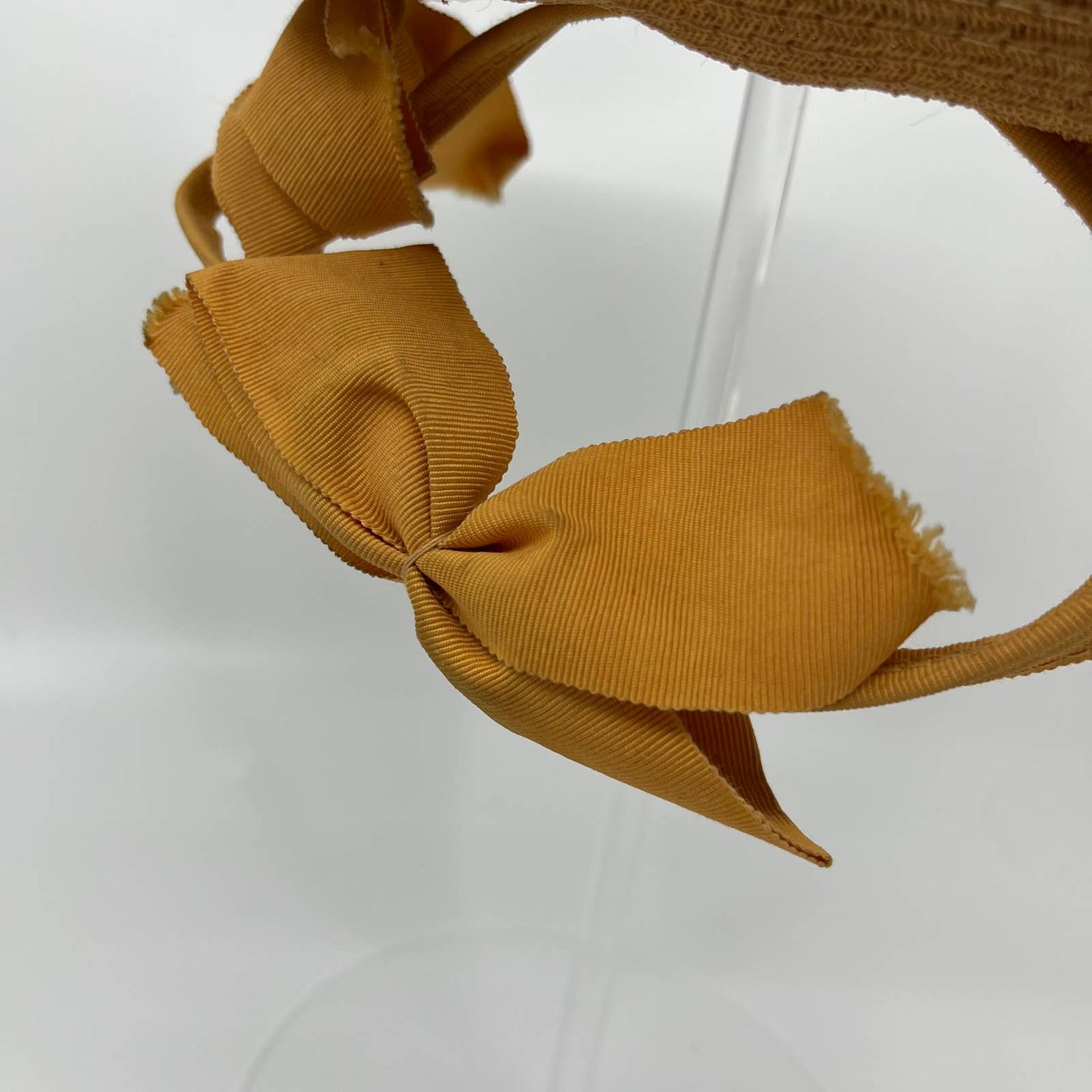 Vintage 1940s Orange Beanie Beret with Rear Bow Adjustable HB1