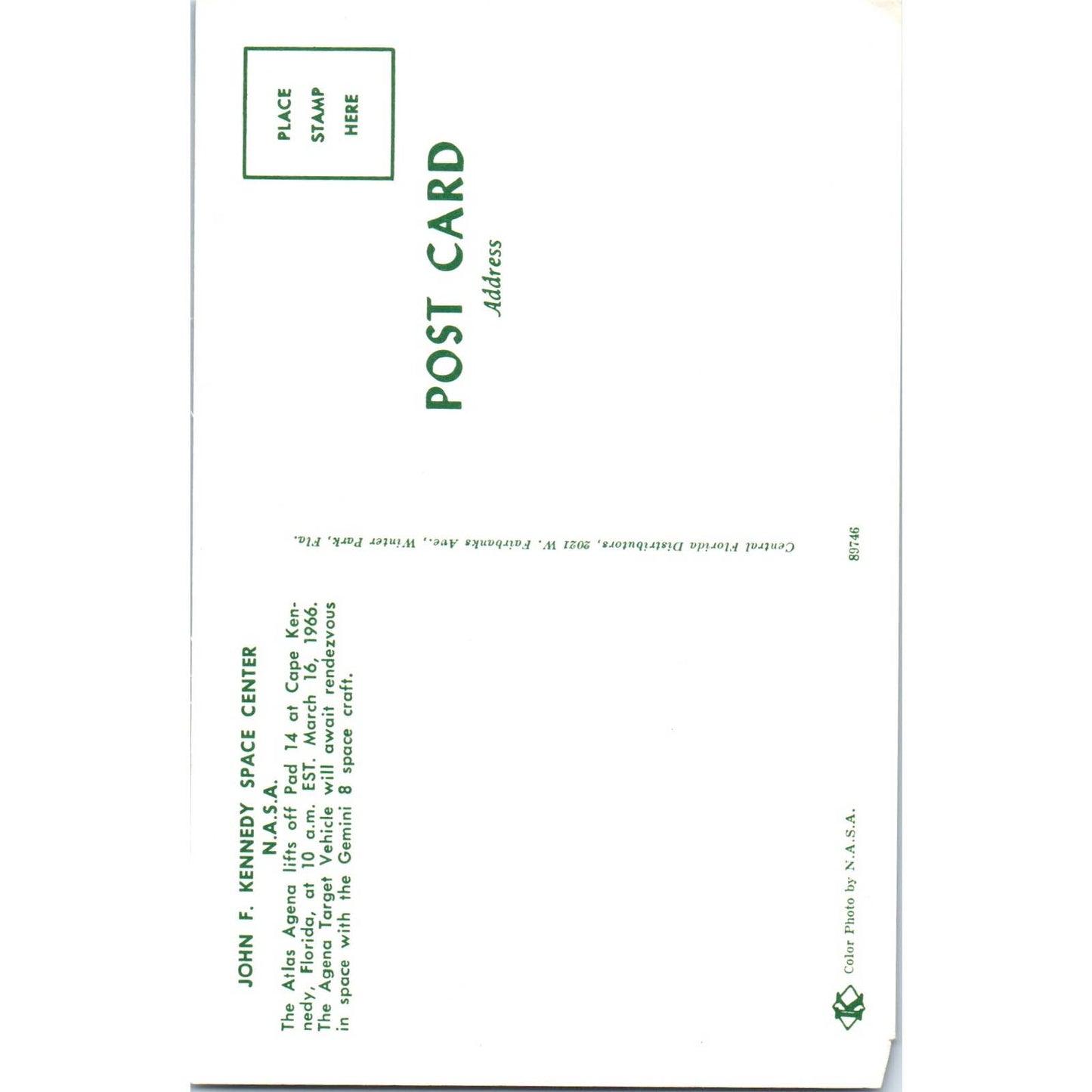 Atlas Agena Space Shuttle Lift Off NASA Original Postcard TK1-28