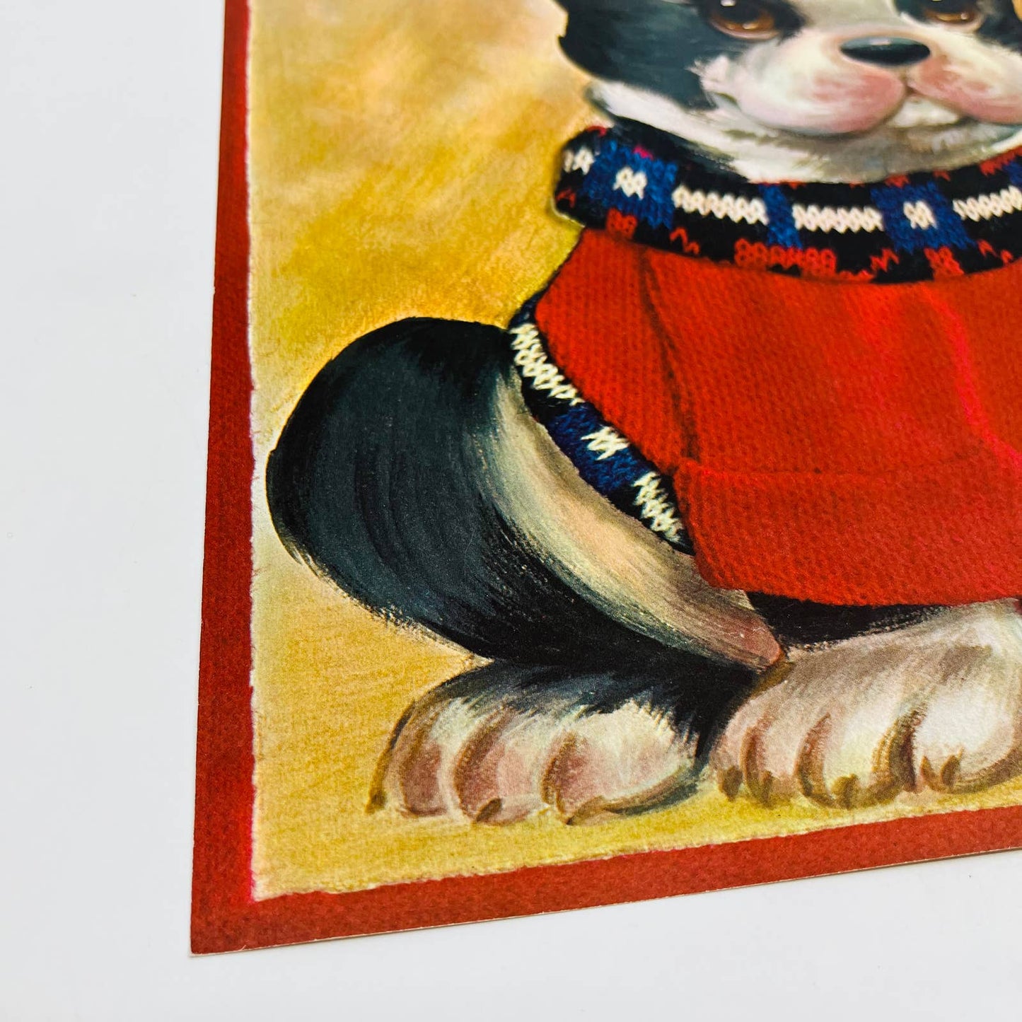 1968 Original Kitsch Boston Terrier Puppy Dog Print COLONIAL STUDIOS 11x14 FL2