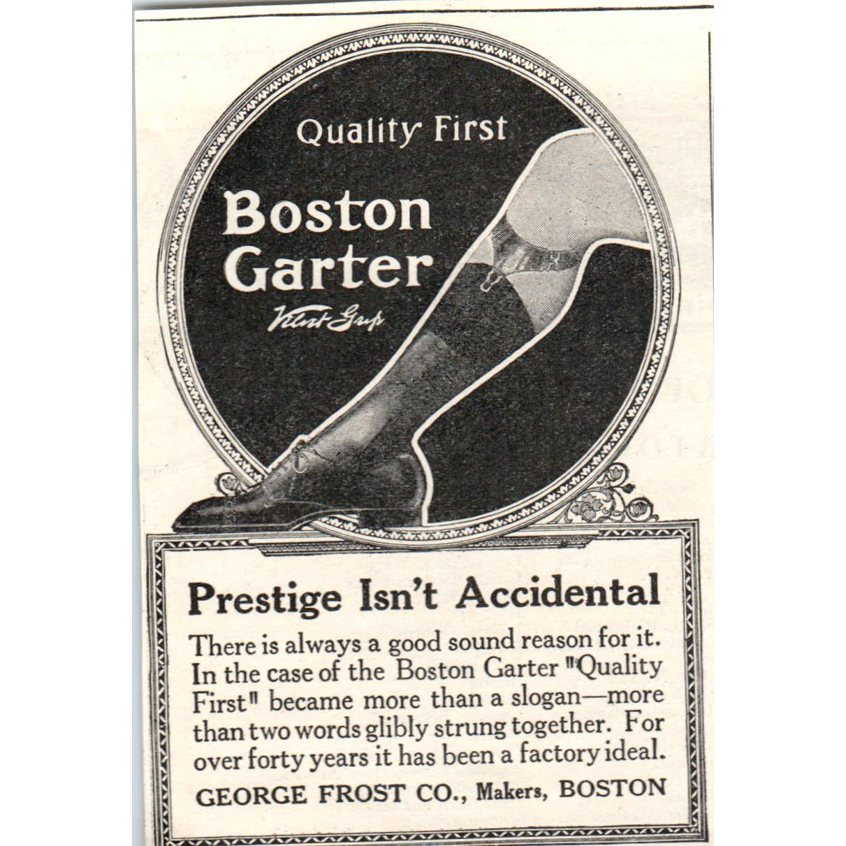Boston Garter George Frost Co Boston MA- 1903 Original Ad TJ7-L