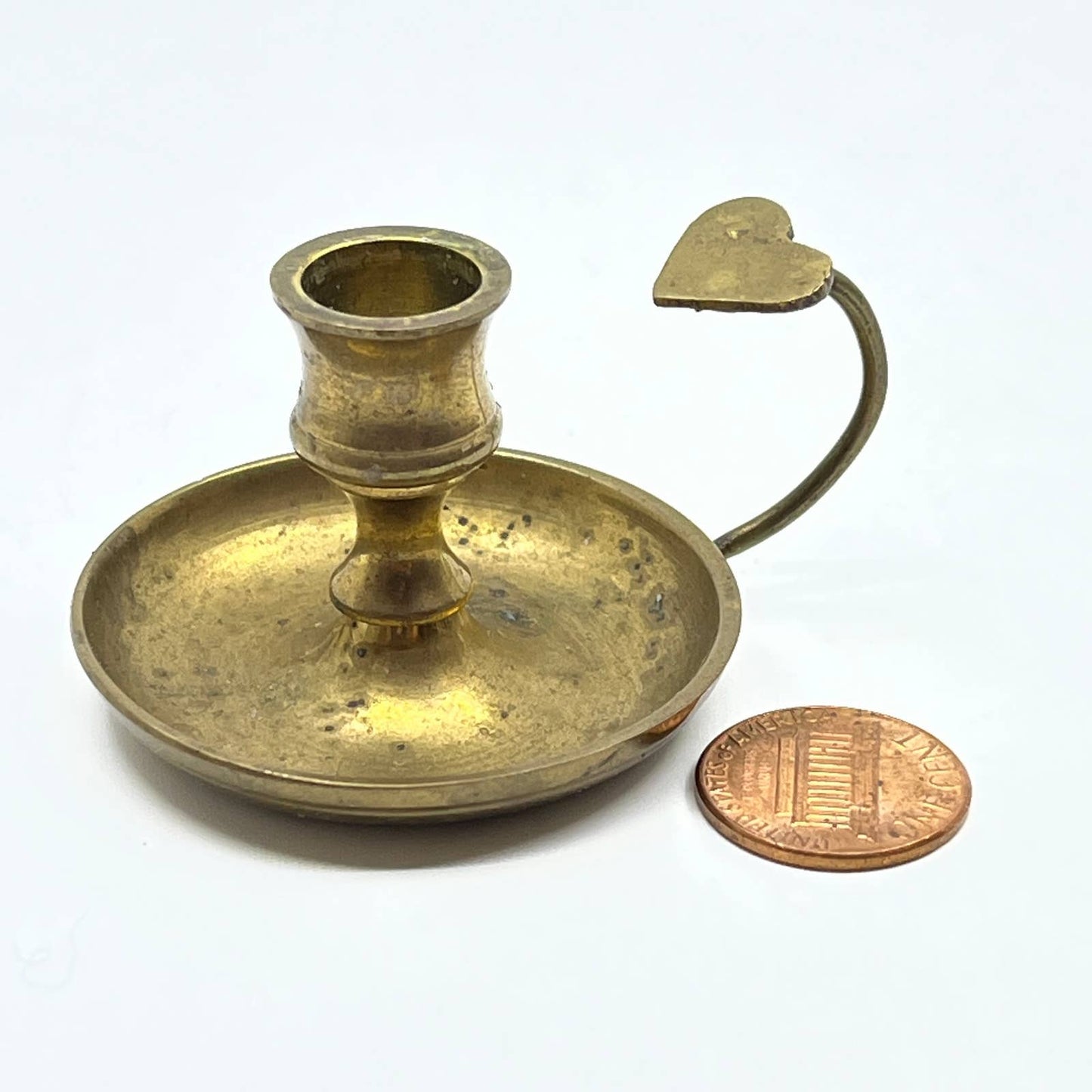 Vintage Brass Chamber Style Heart Finger Candlestick Holder SD8