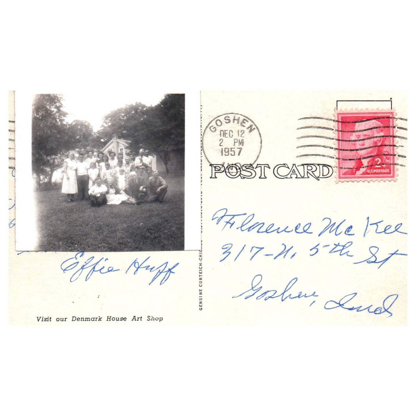 Vtg Postcard The Denmark House, Nielsen's Restaurant Goshen Indiana 1957 TJ6-1