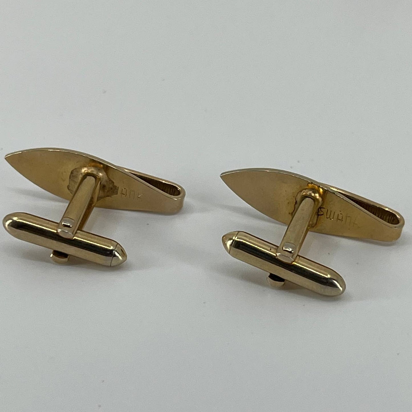 Vintage 1950s MCM MOD SWANK Cufflinks Textured Clip Gold Tone SE1
