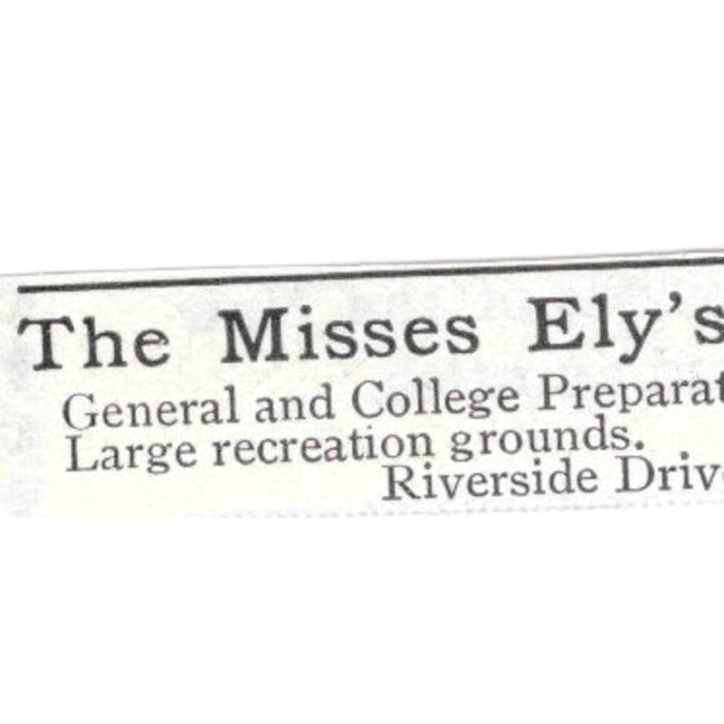 The Misses Ely's School for Girls Riverside Drive New York - 1903 Ad TJ8-7-1