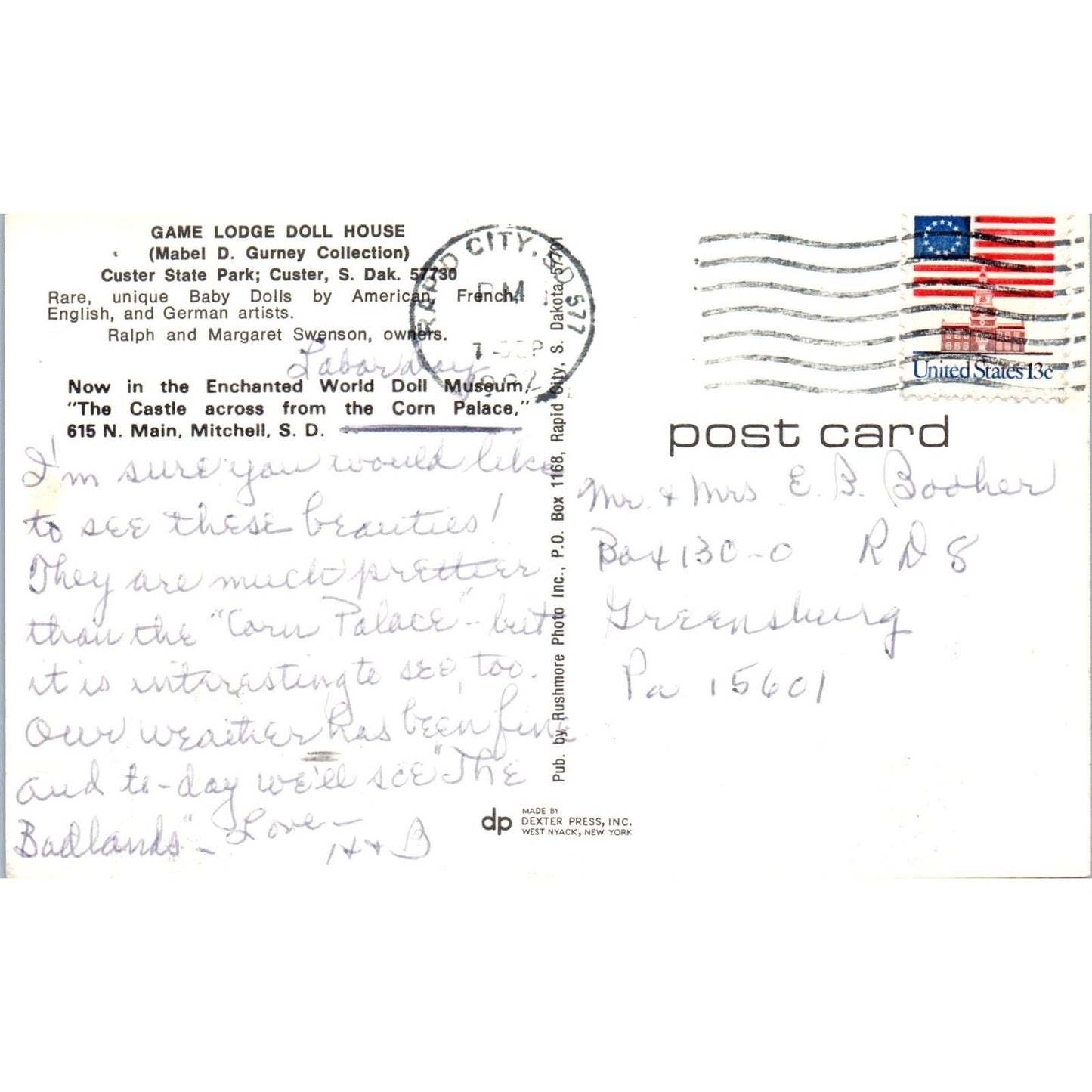 Rare Unique Baby Dolls Ralph & Margaret Swenson Collection Original Postcard PB9