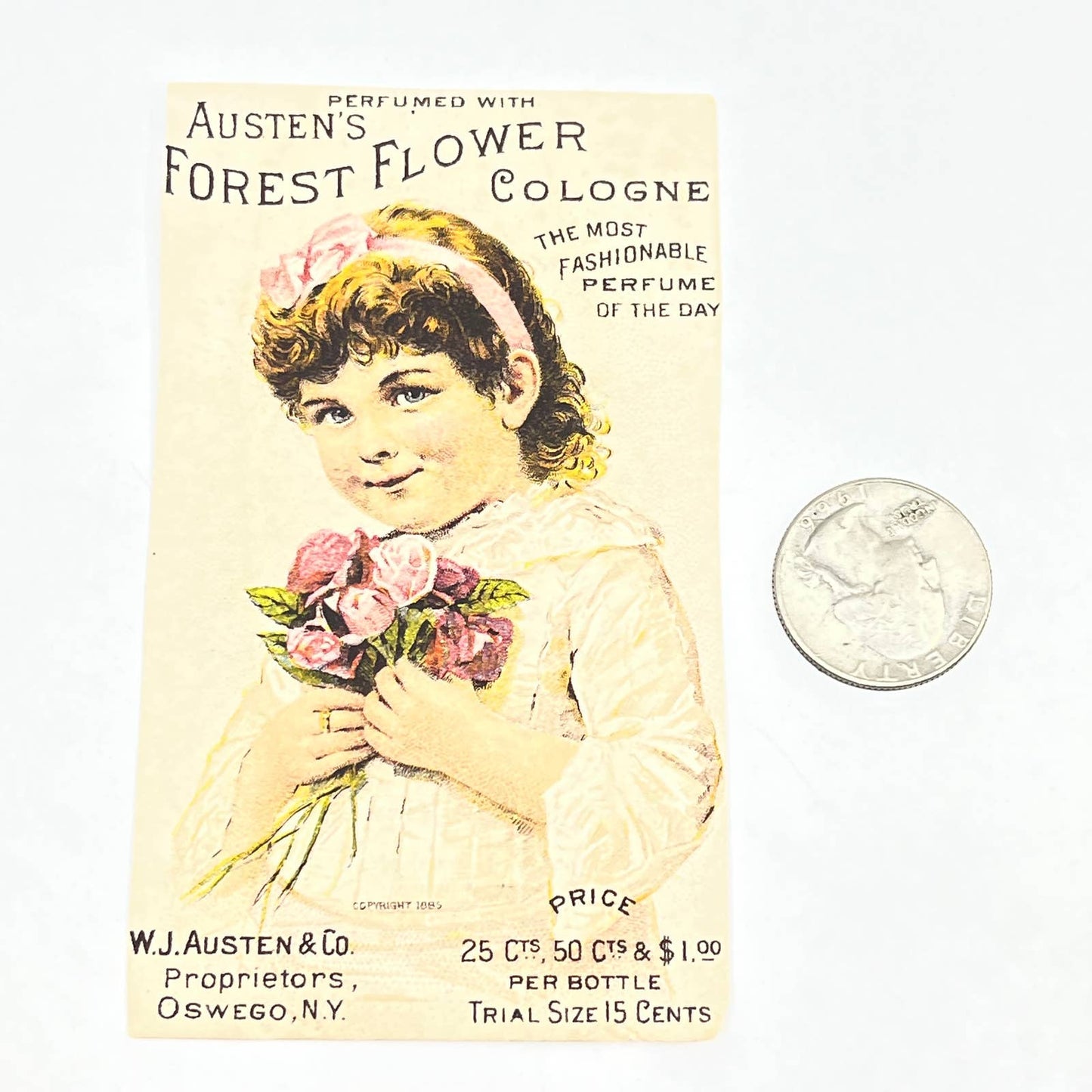 1880s Trade Card Austen's Forest Flower Cologne H. Reny Biddeford ME AC2