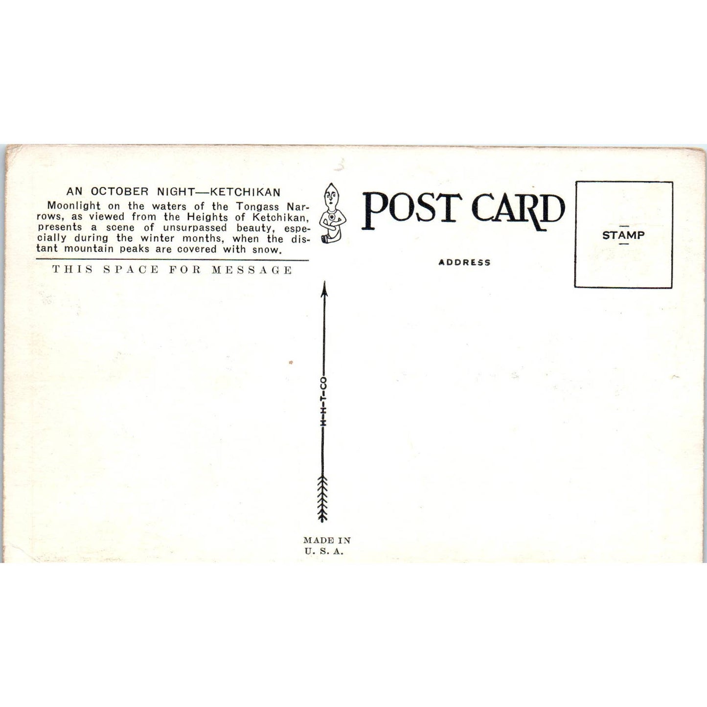 An October Night in Ketchikan Alaska Original Postcard TK1-29