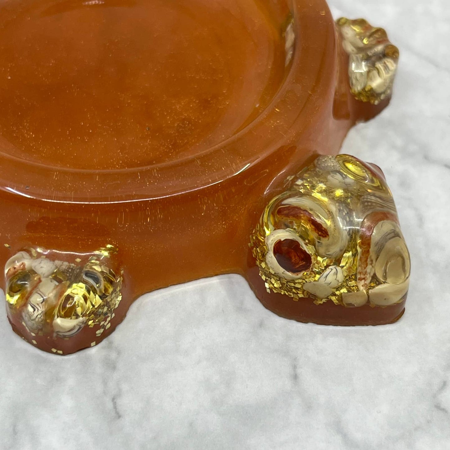Retro Orange Lucite Turtle Paper Clip Desk Tray 5x4” TB4