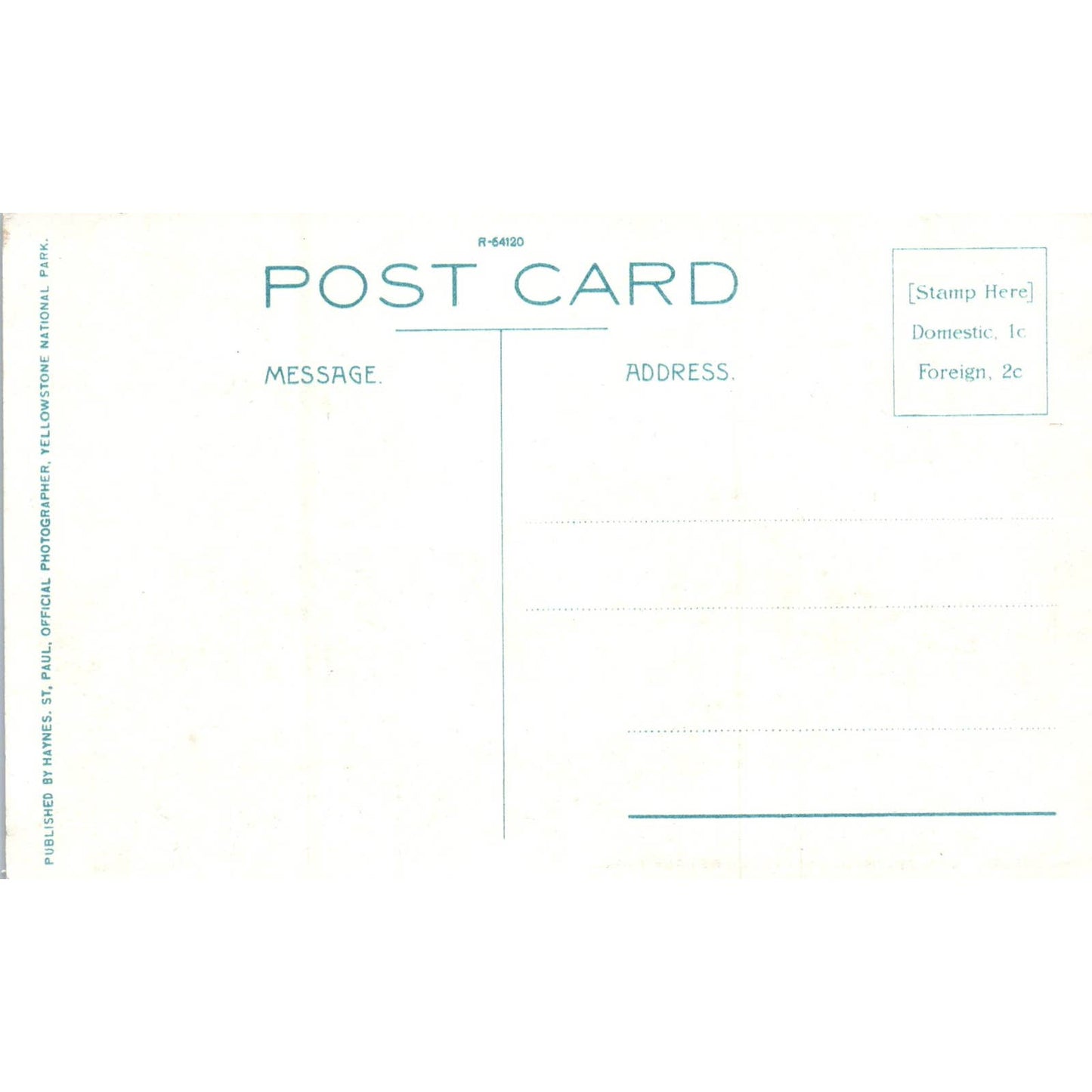 Old Faithful Inn Haynes-Photo Yellowstone Park Original Postcard TK1-P14