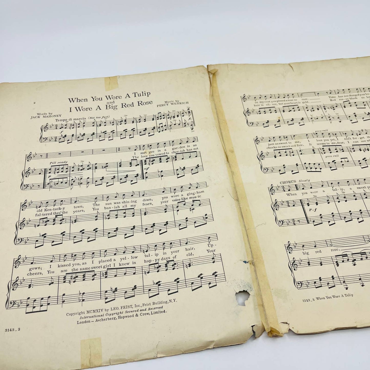 1914 Sheet Music When You Wore a Tulip and I Wore a Big Red Rose M1