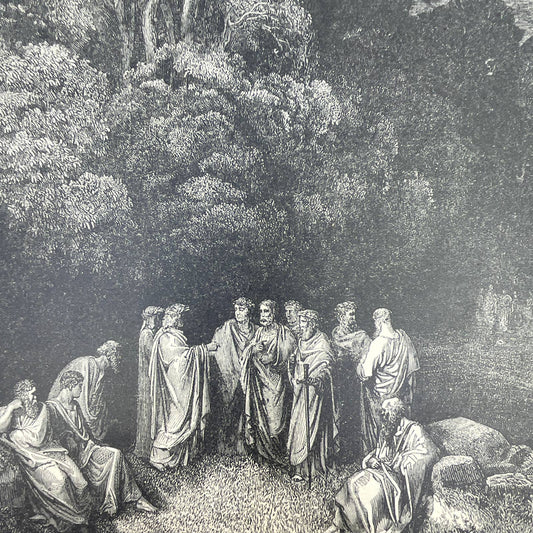 Original 1880s Gustave Dore Engraving Divine Comedy The First Circle of Hell FL4