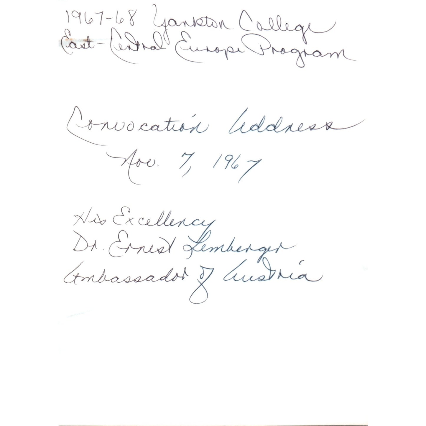 Ernst Lemberger Austria Ambassador Yankton College Convocation 1966 Photo B8