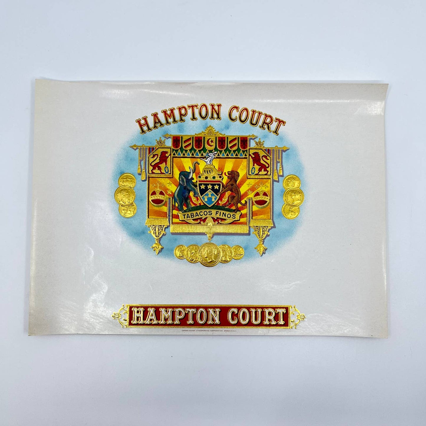 Vintage Hampton Court - Cigar Box Label Embossed AA8