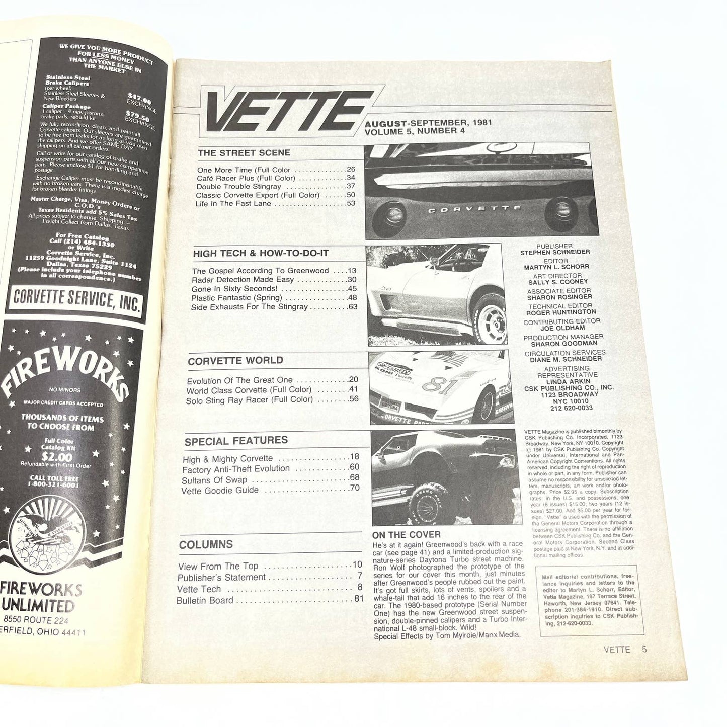 1981 Aug/Sept - VETTE Magazine Corvette Solo Sting Ray Racer (Full Color) TG1