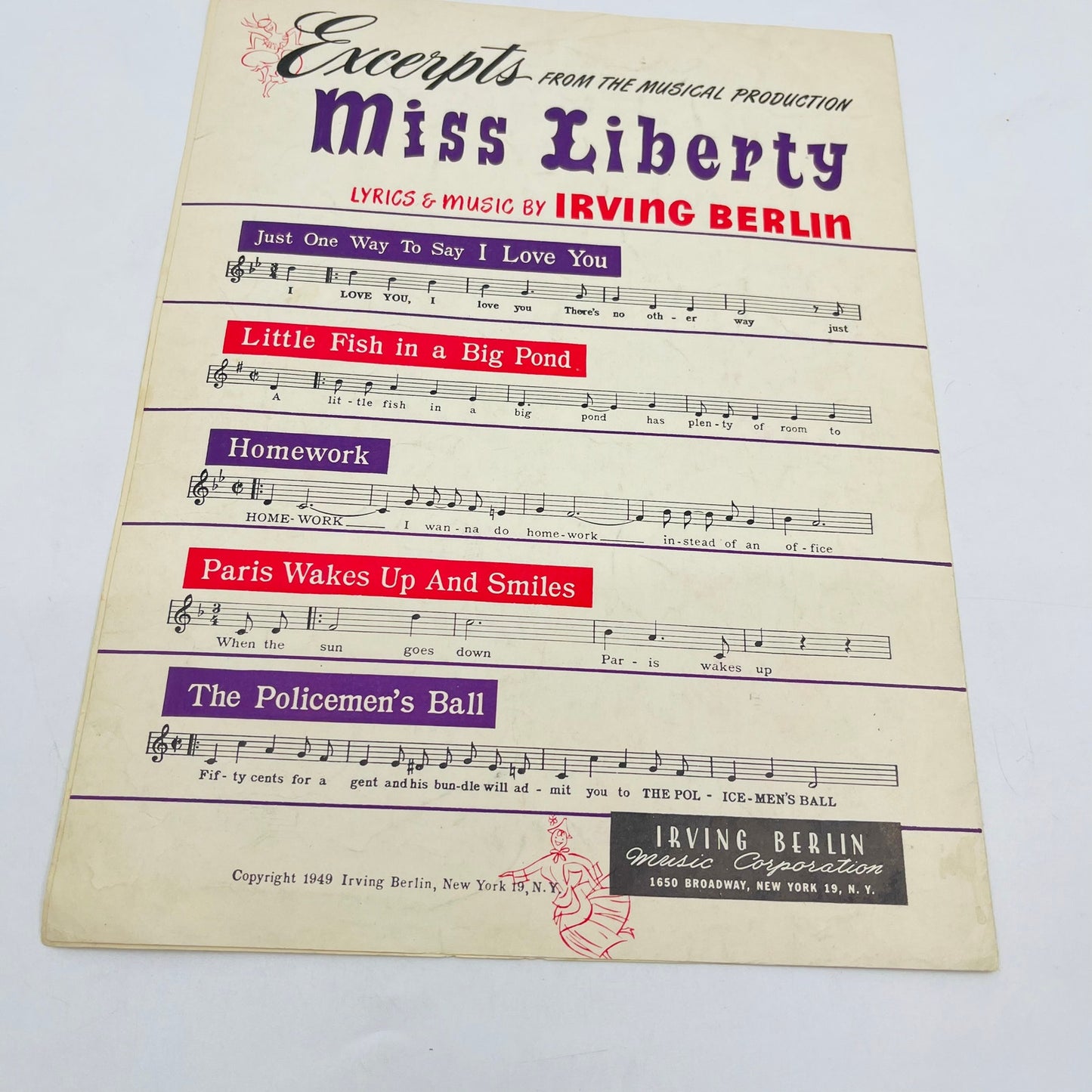 1948 MISS LIBERTY Irving Berlin Let’s Take an Old Fashioned Walk Sheet Music V37-4