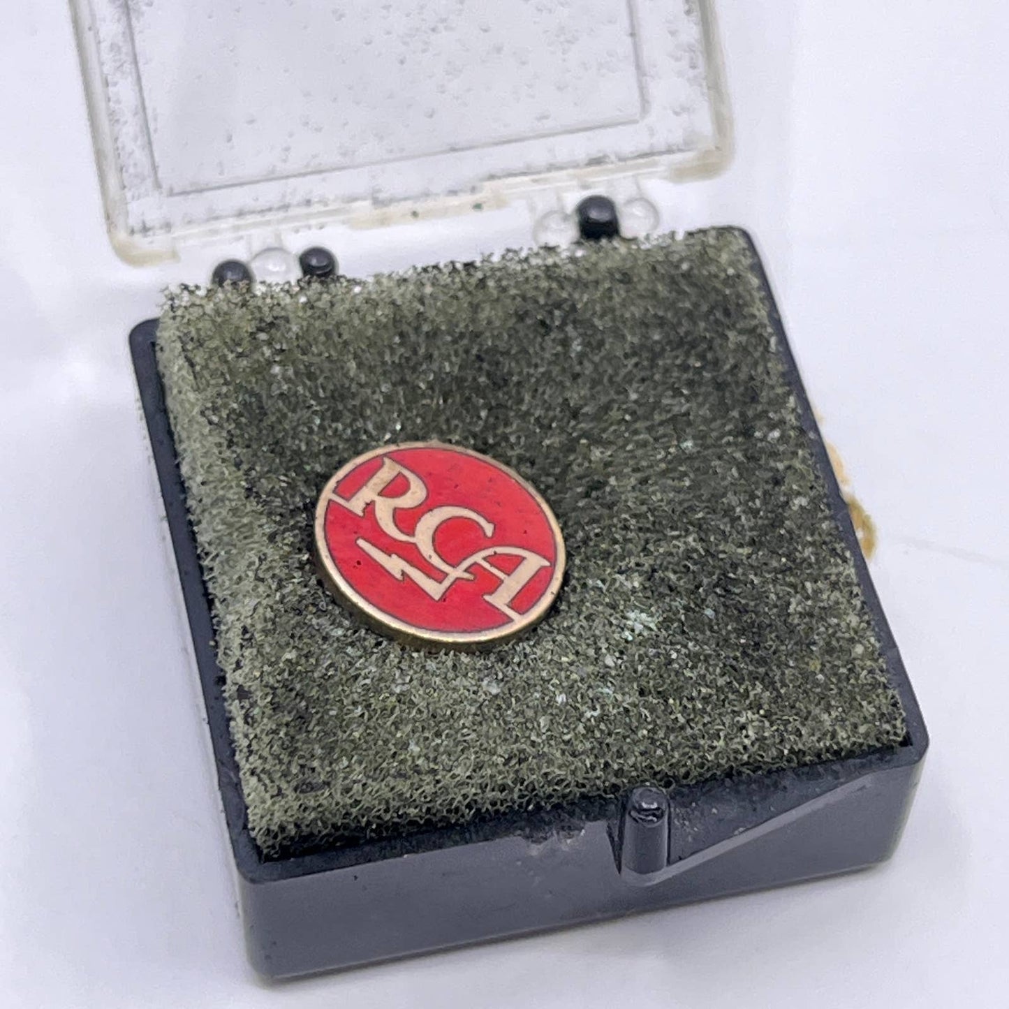 Vintage RCA Red Enamel Lightning Bolt Pin Lapel Hat Pinback SE1