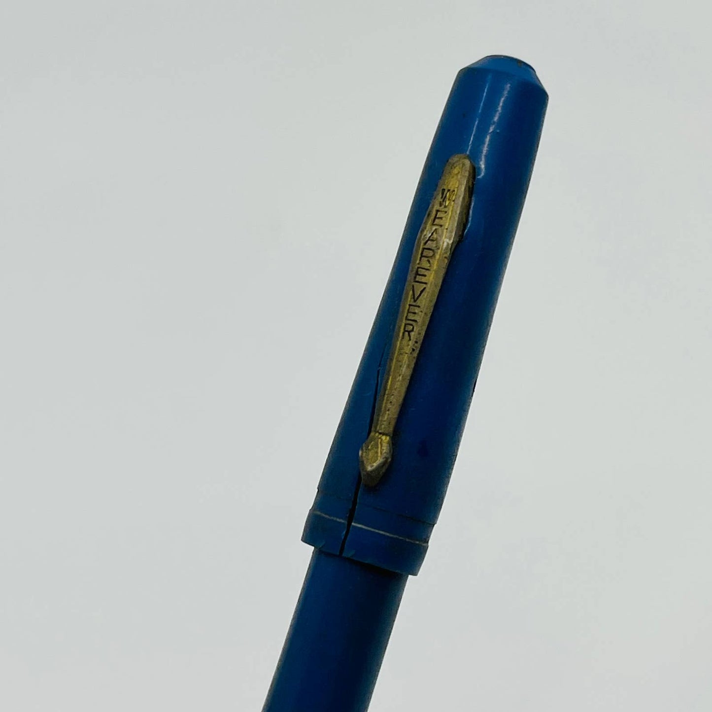 Vintage WEAREVER Blue & Brass Fountain Pen 14k Gold Nib SB9