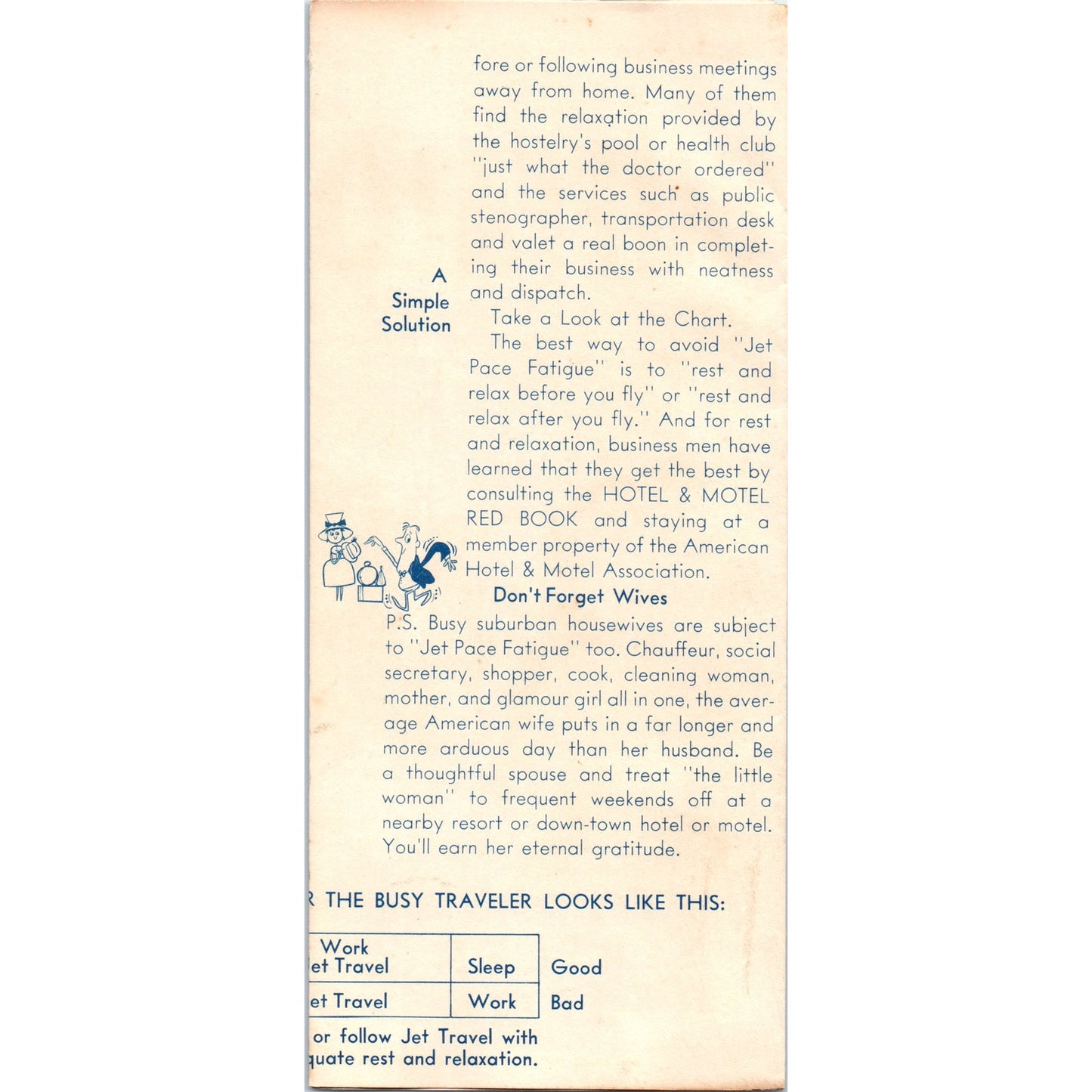 Vintage Brochure - Jet Pace Fatigue - American Hotel & Motel Association TH2-SF2