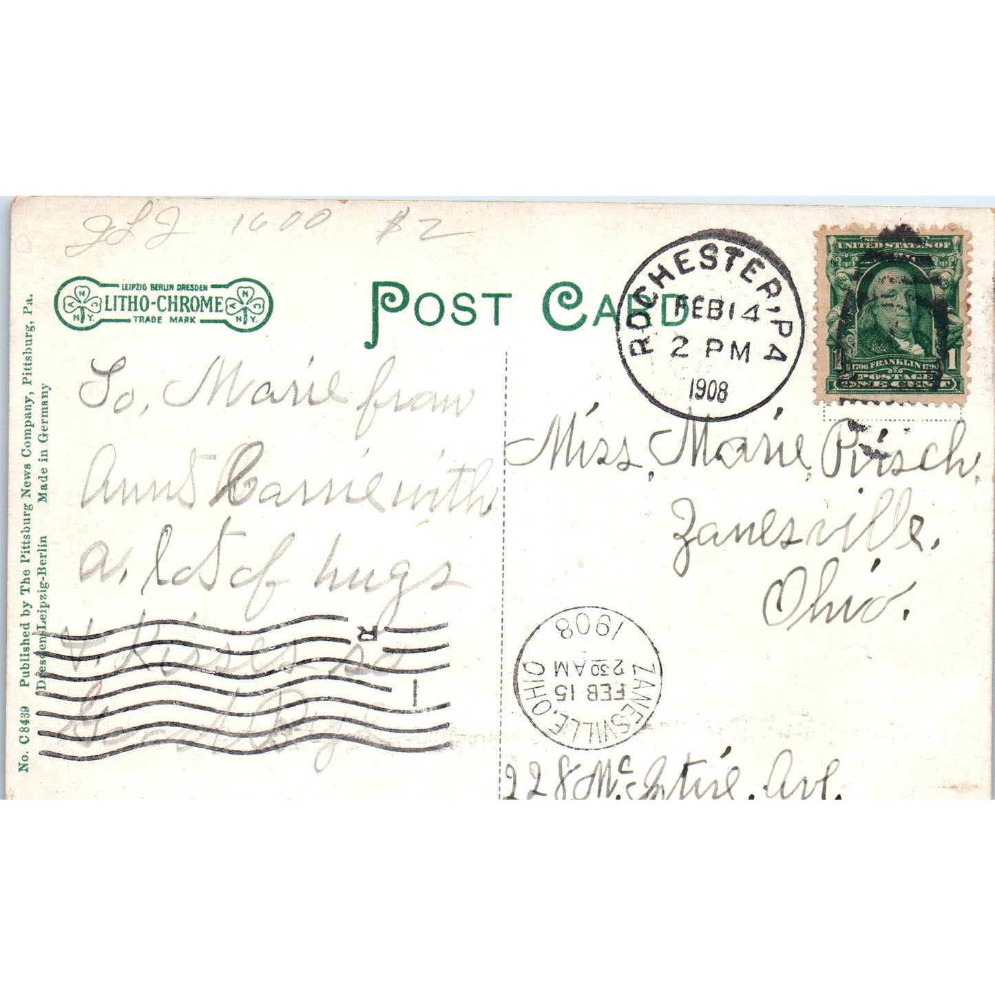 Passavant Home for Epileptics Rochester PA 1908 Original Postcard P2-1