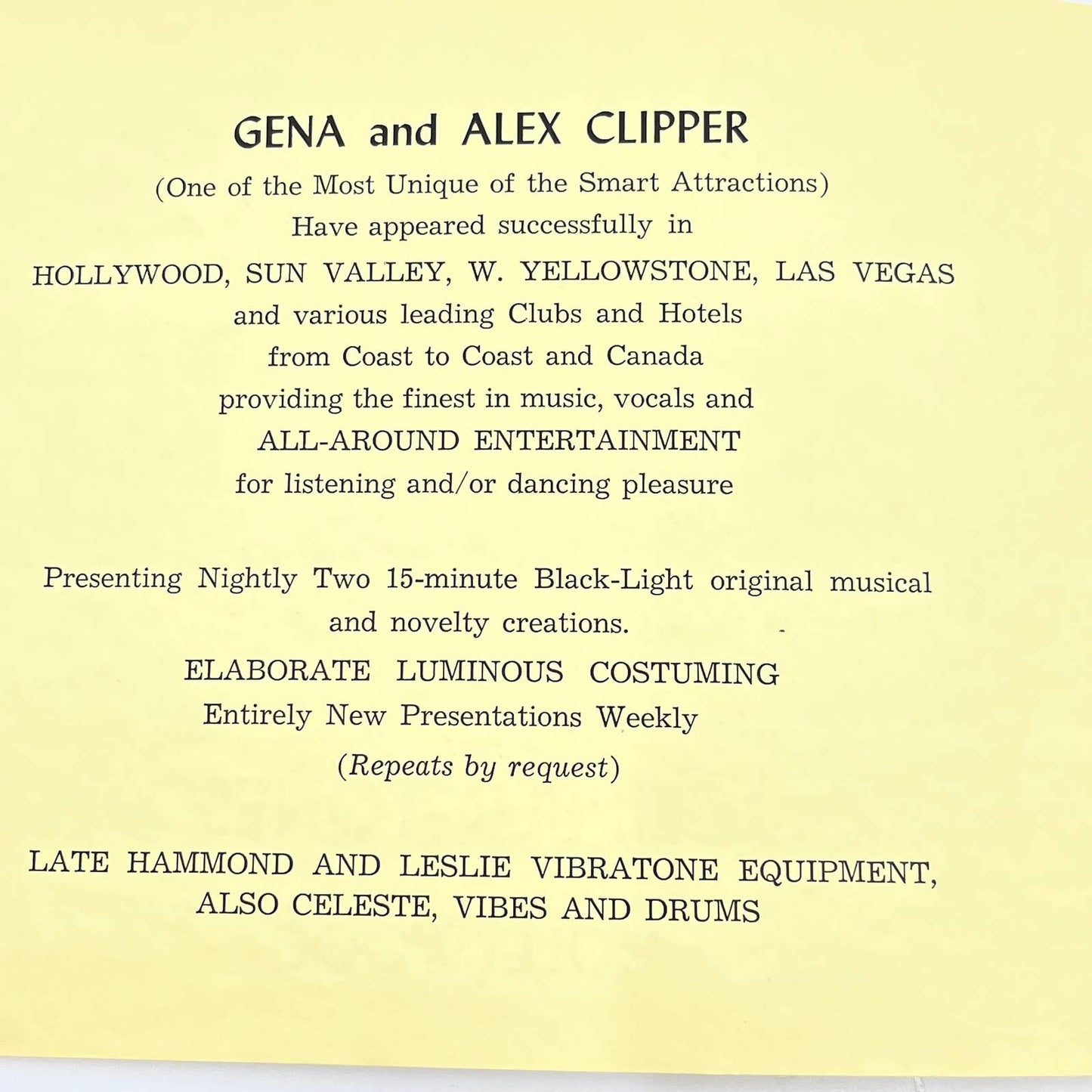 1940s Clipper-Tones of Hollywood Program Gena & Alex Clipper AB8