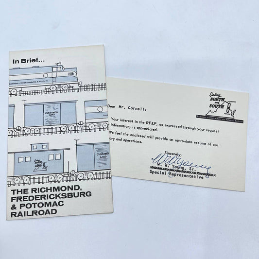 Vintage The Richmond, Fredericksburg & Potomac Railroad Brochure & Memo AB2