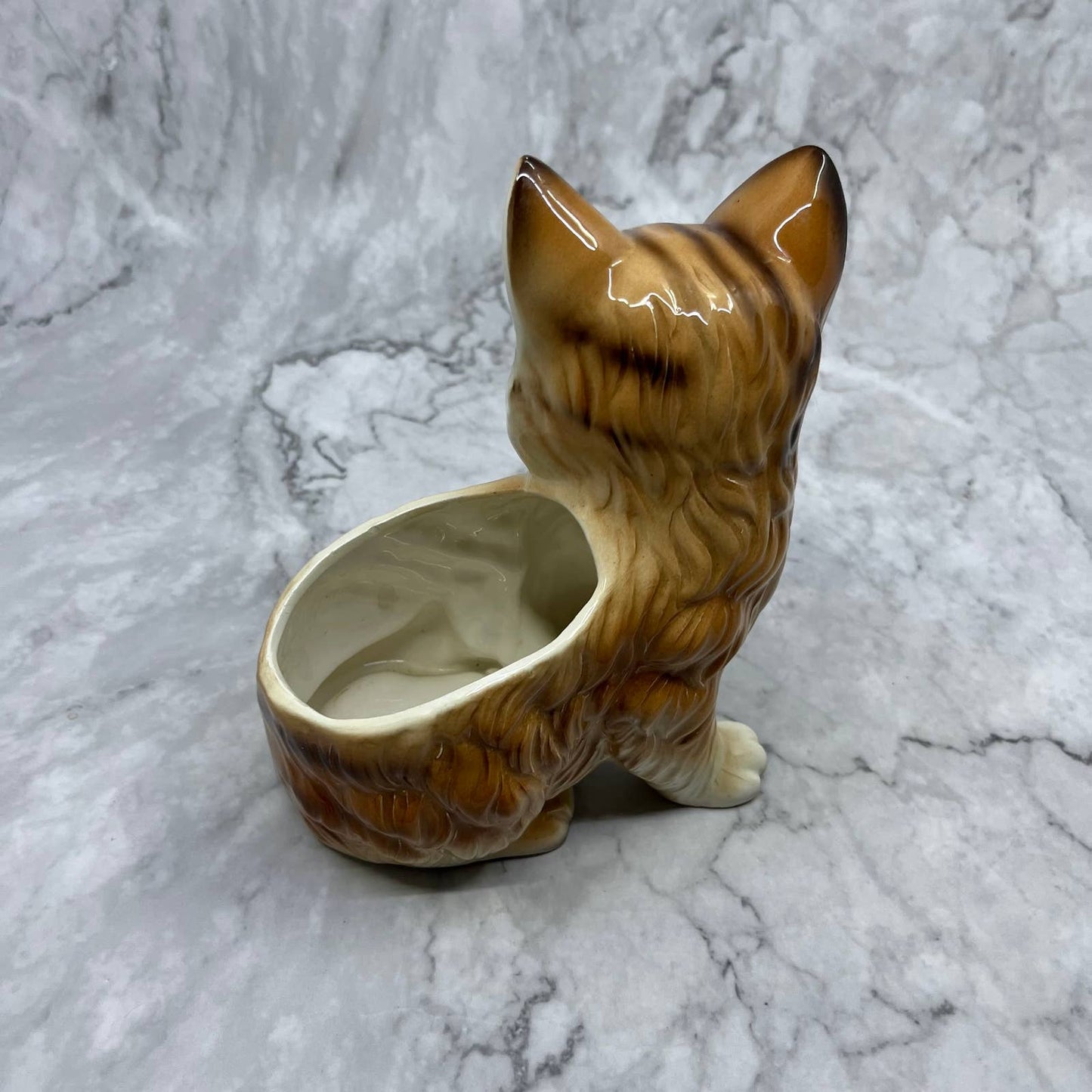1970s Retro Tabby Cat Ceramic Planter 5x6" United Import TE2