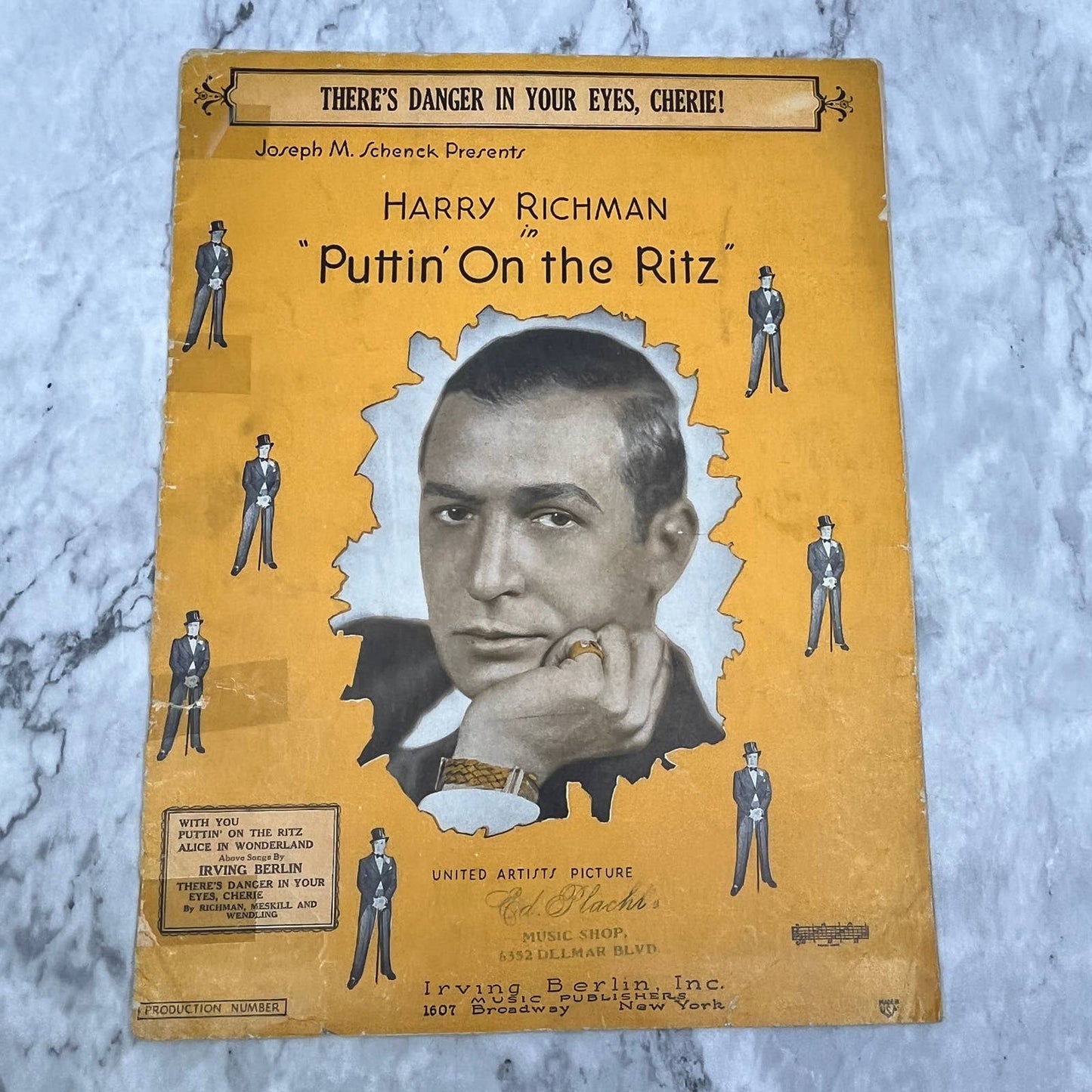 Puttin on the Ritz There's Danger in Your Eyes Cherie 1929 Sheet Music TK2-SM4