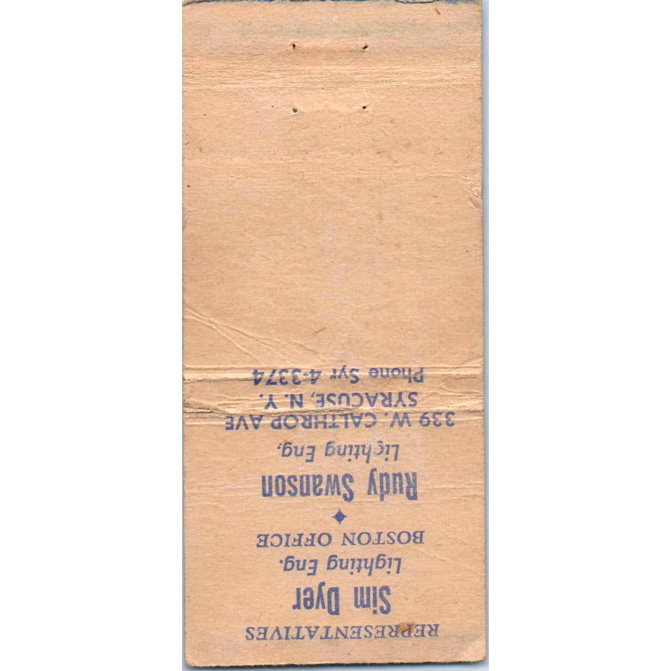 Gill Glass & Fixture Co Sturdy Lantern Boston Advertising Matchbook Cover MM10-3