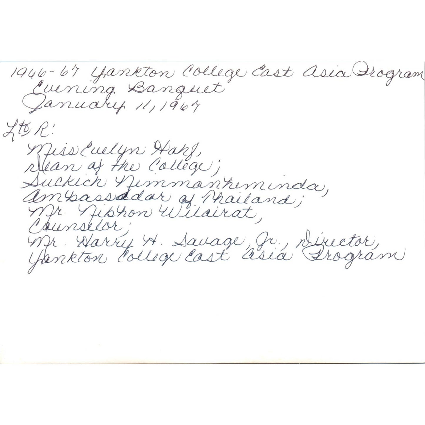 Sukich Nimmanahaeminda Thai Ambassador Yankton East Asia Prog 1967 Photo TK1-P5