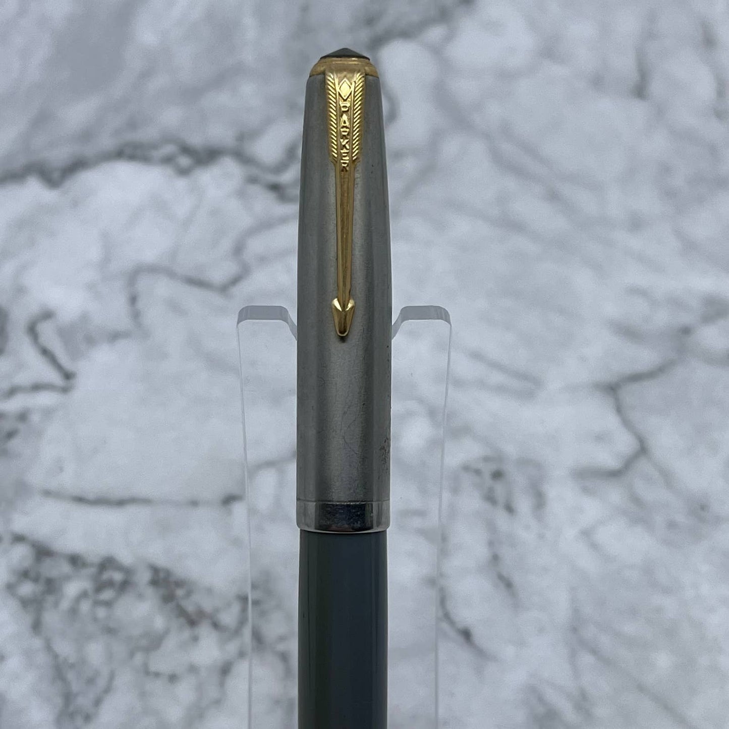 Vintage Parker 51 Vacumatic Fountain Pen Chrome Cap Gray Body SE7