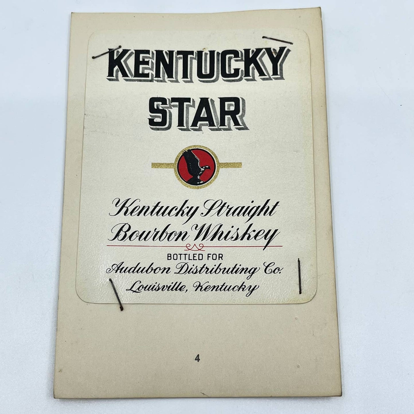 Kentucky Star Whiskey Label Audubon Distributing Co. Louisville KY