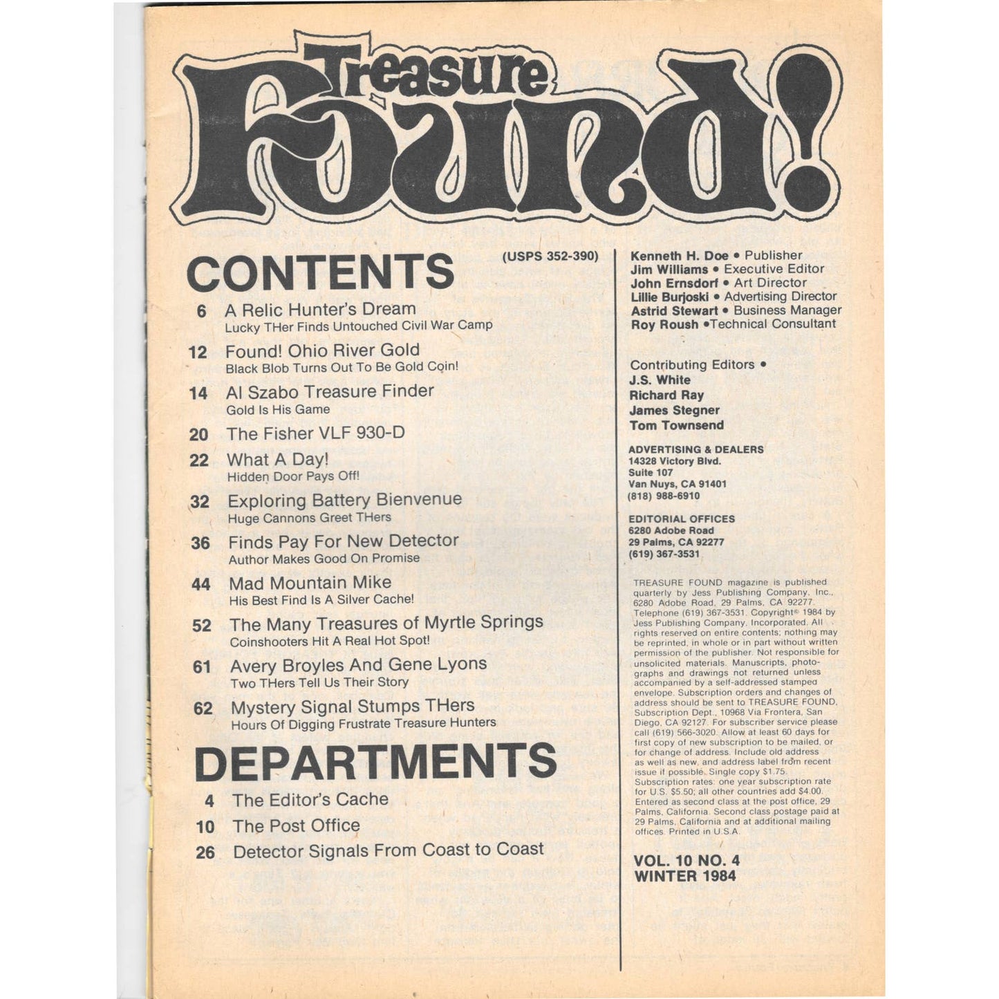 Treasure Found! Magazine 1984 Winter Metal Detecting Gold Diamonds M2