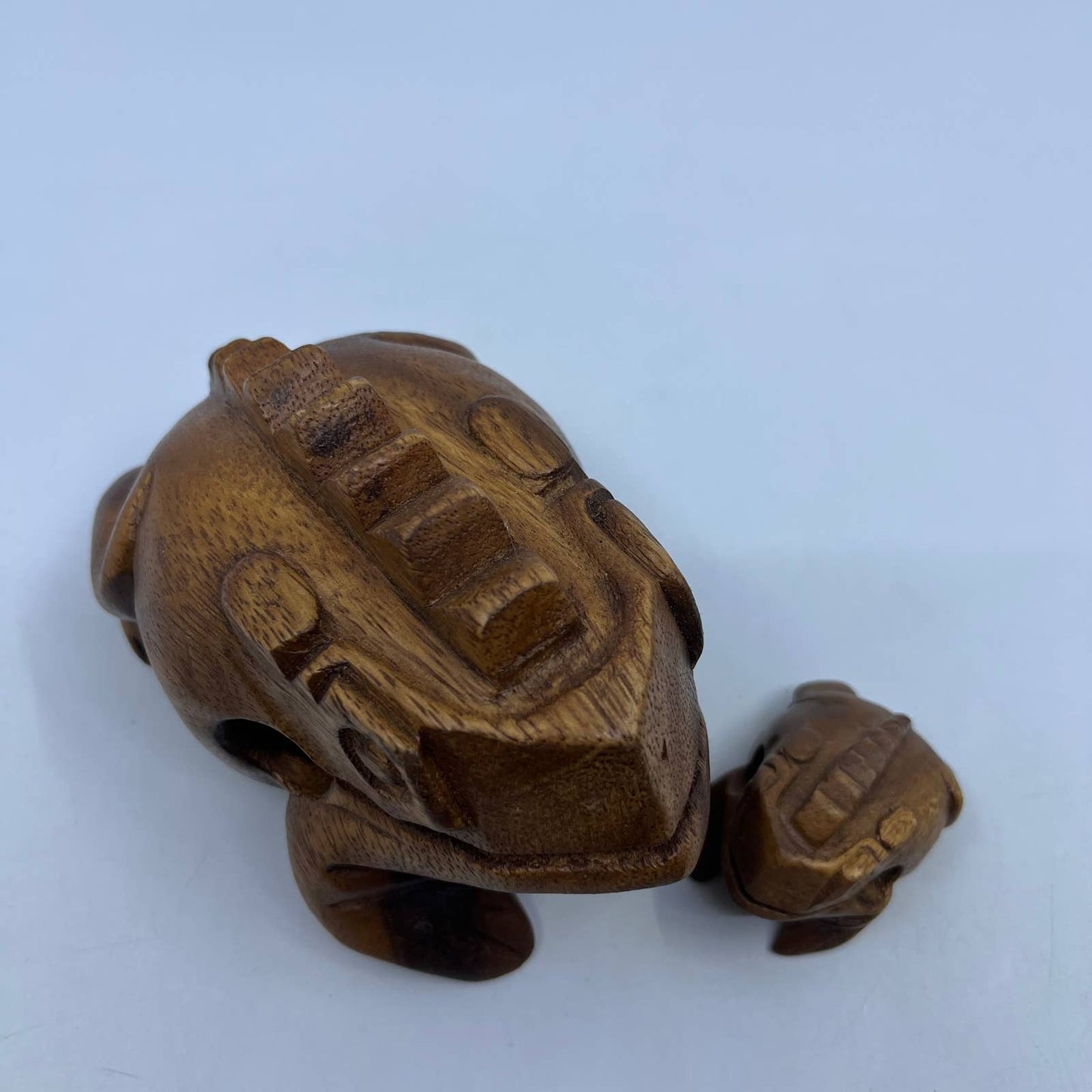 Vtg Folk Art Carved Wood Croaking Frogs Musical Instrument 6" & 2" Thailand TH8